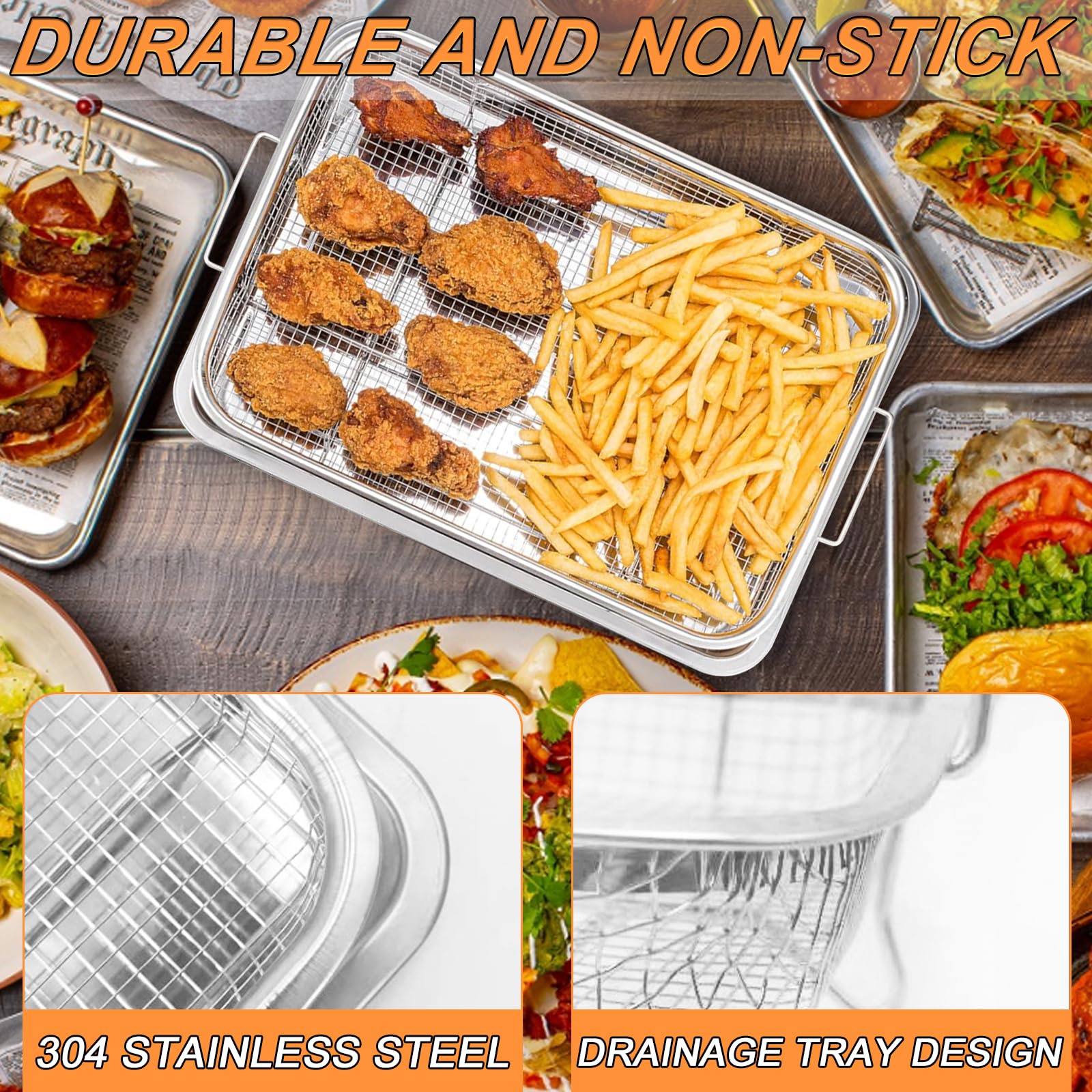 Stainless Steel Air Fryer Basket for Oven - 15.5