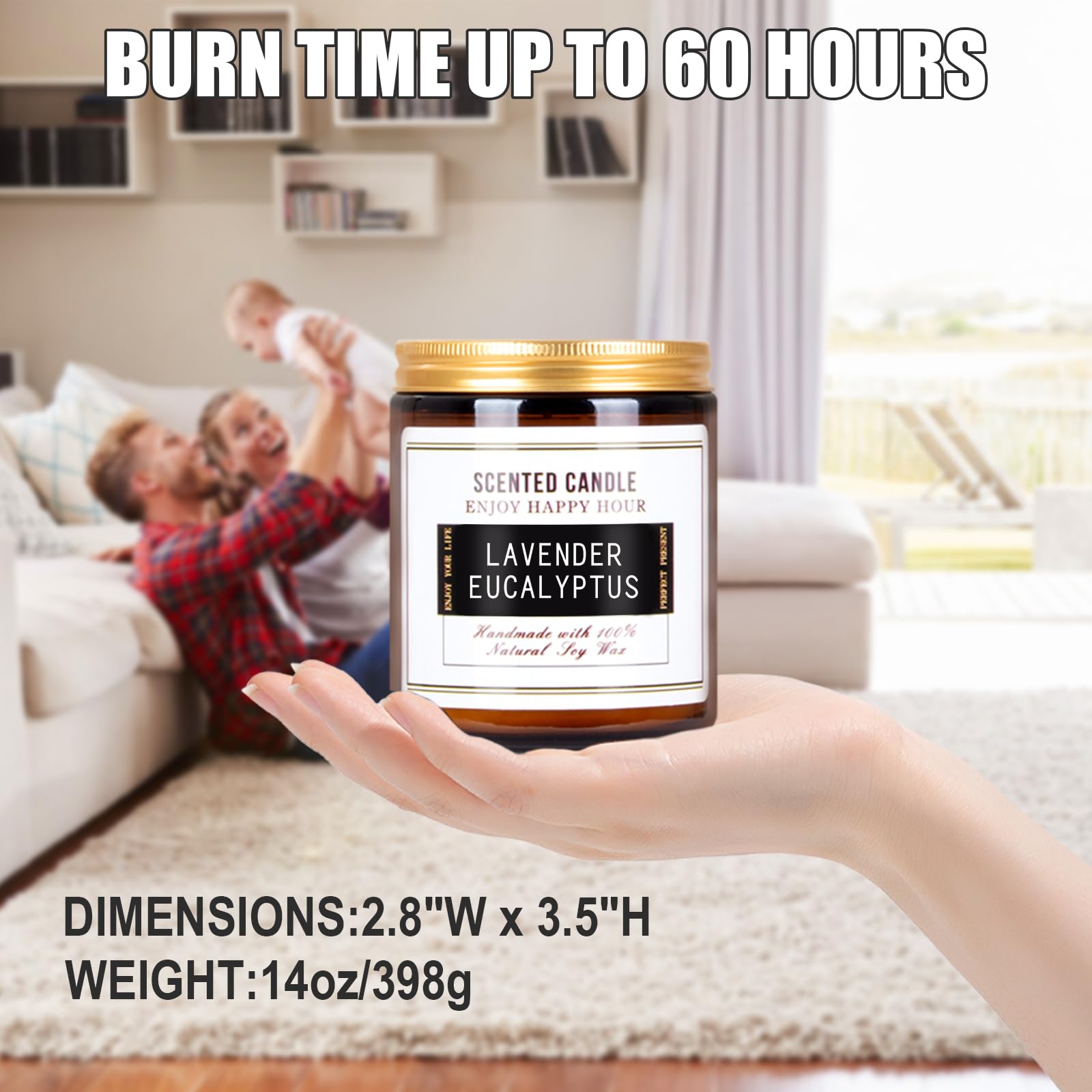 Premium Eucalyptus & Lavender Scented Soy Wax Candles | Natural Aromatherapy Candles for Stress Relief & Relaxation | Meditation, Yoga, Spa & Home Fragrance | Gift for Women & Men | Perfect for Bedroom, Office & Bathroom Decor