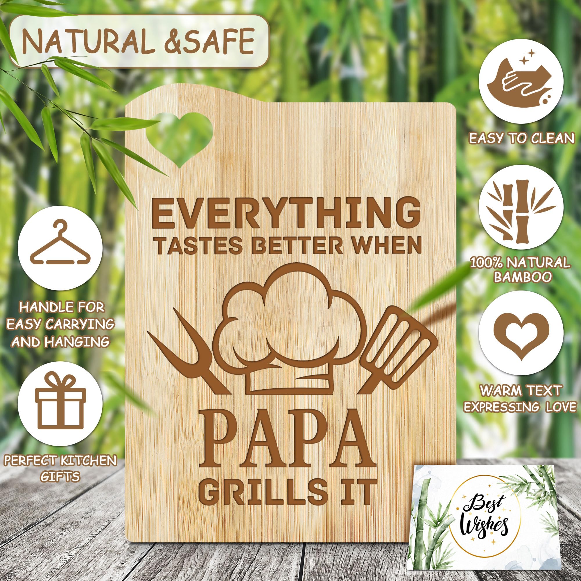Premium Engraved Cutting Board with Utensil Set - Best Christmas & Birthday Gift for Dad, Father's Day Present from Kids & Grandchildren - Ideal for Kitchen, BBQ, Housewarming & Special Occasions