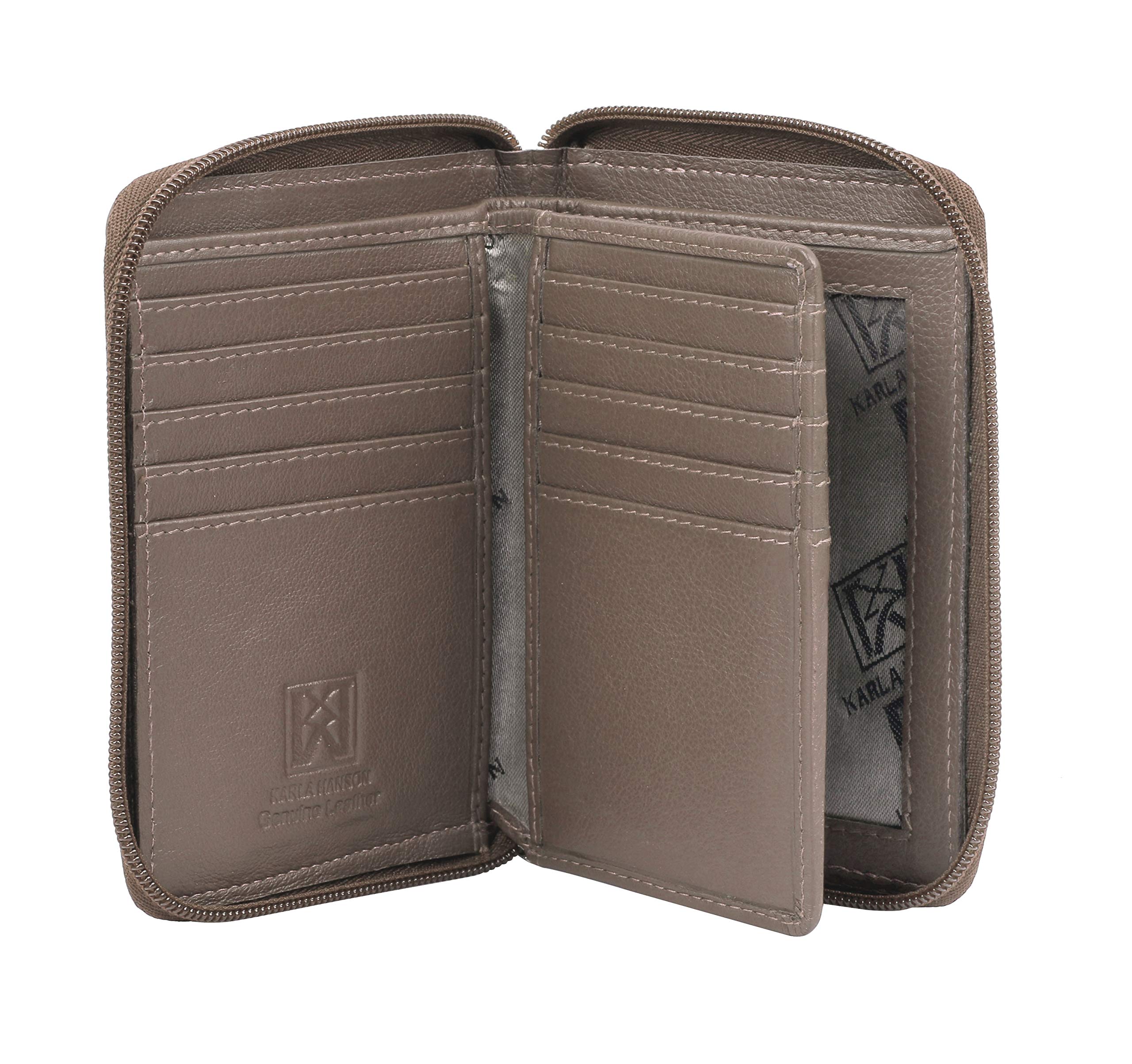 RFID Blocking Wanda Leather Medium Wallet for Men & Women - Taupe Multi Color | Slim Bifold Credit Card Holder with ID Window | Perfect for Travel, Business & Everyday Use