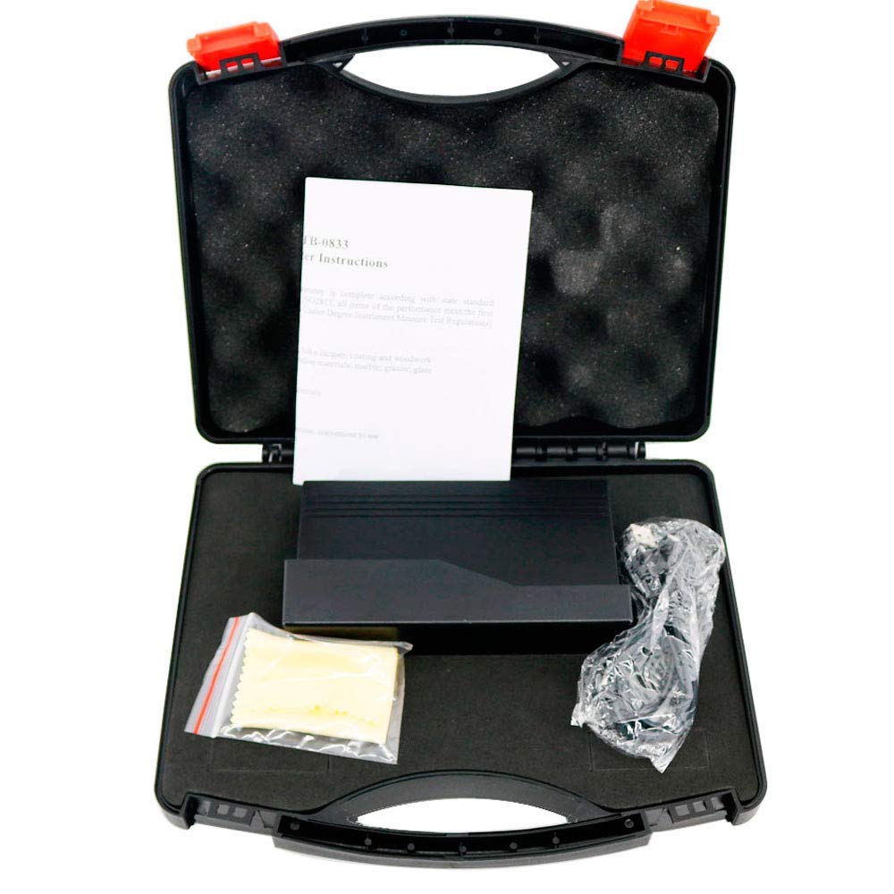 ETB-0833 Professional Gloss Meter Tester with Self-Calibration - Measures 20˚, 60˚, 85˚ Angles (0-200G Range) - Paint, Automotive, Plastic & Metal Surface Gloss Measurement - Ideal for Quality Control in Manufacturing & Laboratories
