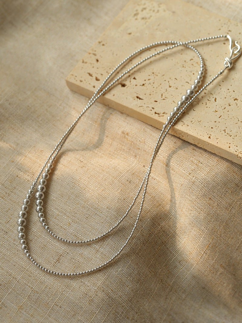 Elegant Gradient Long Grey Artificial Pearl Necklace for Women - Perfect for Weddings, Parties & Evening Events
