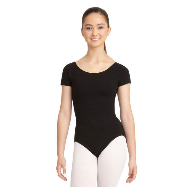 Mondor Women's Black Short Sleeve Leotard - Dance, Gymnastics & Yoga Performance Wear