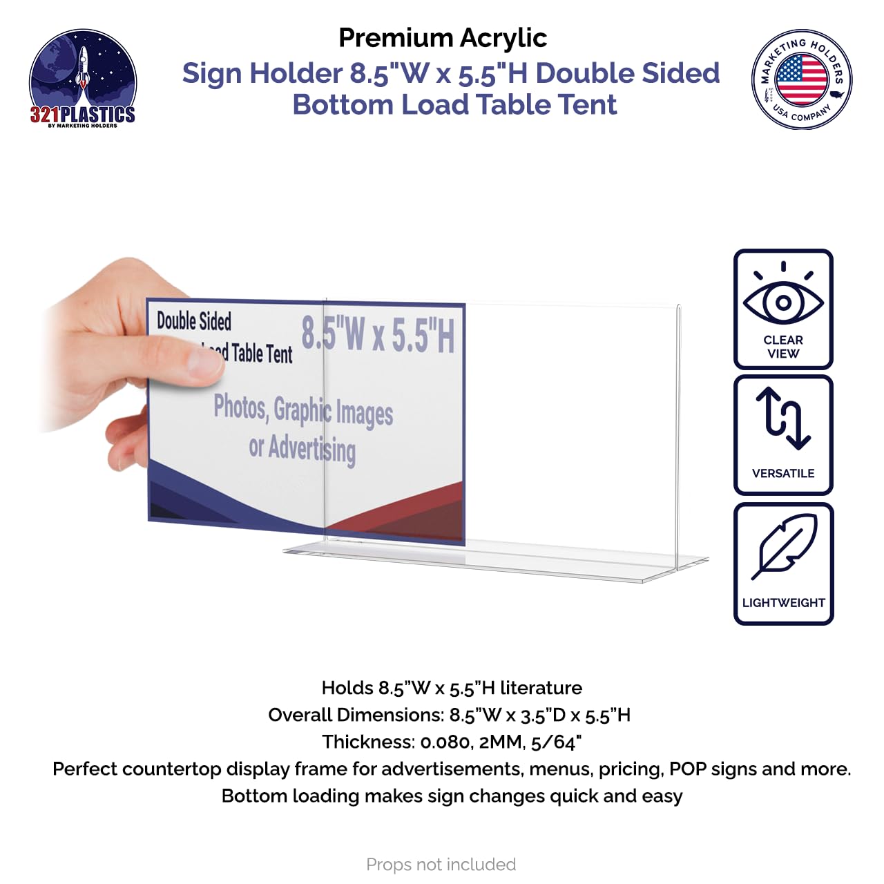 24 Pack Clear Acrylic Sign Holders for 8.5