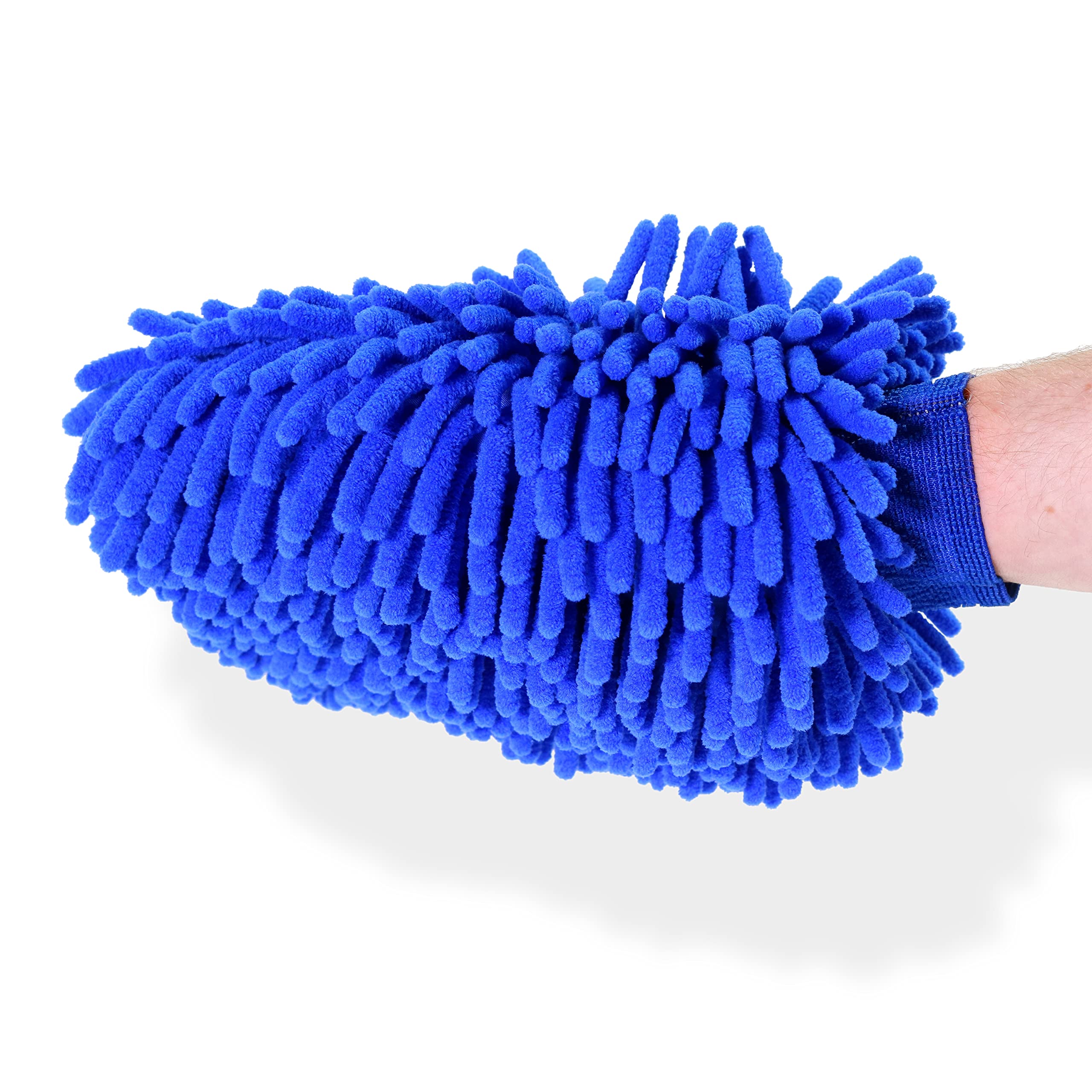 Premium Chenille Microfiber Wash Mitt - Ultra Soft & Absorbent Scratch-Free Car Wash Glove with Wheel Brush - Perfect for Hand Washing Cars, Trucks & Motorcycles