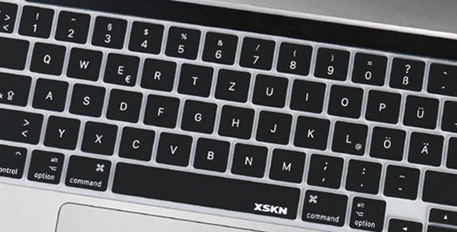 German Language Black Silicone Keyboard Cover for MacBook Pro 16