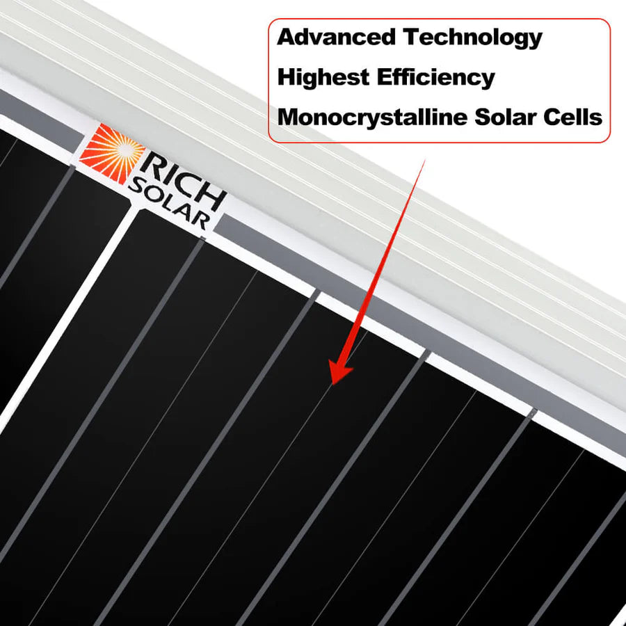 Rich Solar MEGA 200 Watt 12V Monocrystalline Solar Panel - High Efficiency Portable Solar Power for RV, Boat, Off-Grid & Emergency Use