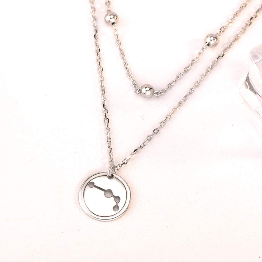 Fashion Women's Beaded Double Layer Necklace S925 Sterling Silver Hollow Pendant Jewelry Gift for Her - Perfect for Parties, Weddings, and Everyday Elegance