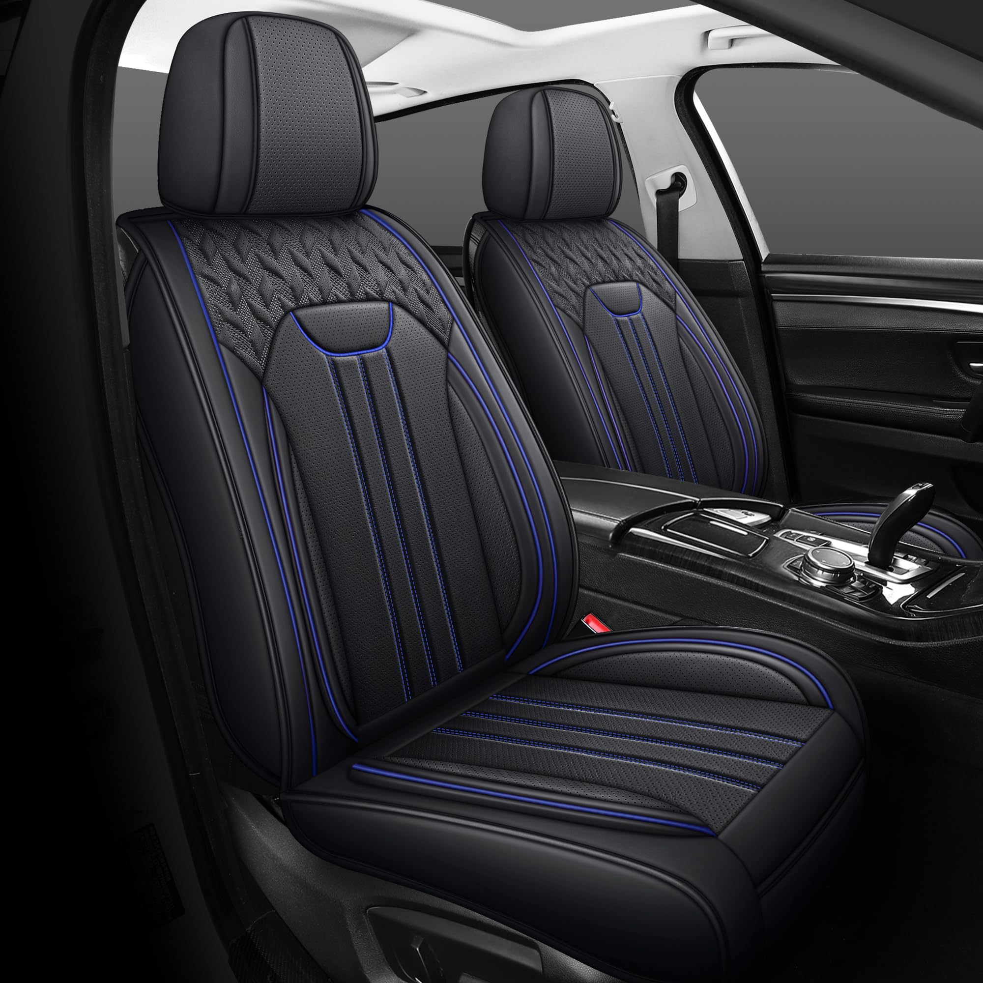 LINGVIDO Waterproof Faux Leather Car Seat Covers Full Set - Universal Fit for Cars, Trucks & SUVs | Front & Back Seat Protector | Durable Automotive Interior Accessories for Daily Commute & Road Trips
