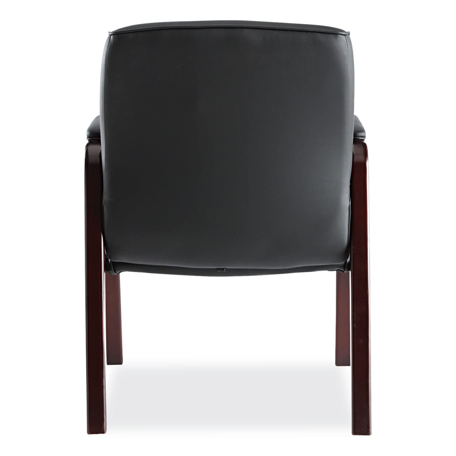 Alera MA43ALS10M Madaris Series Leather Guest Chair with Wood Trim - 4-Leg Office Chair in Black/Mahogany for Reception, Conference Rooms & Home Offices