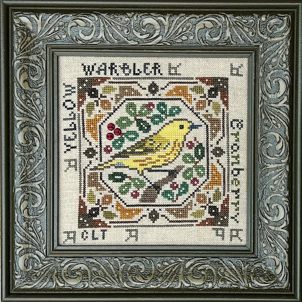 Yellow Warbler Cross Stitch Pattern - Birdie & Berries DIY Embroidery Kit for Beginners | Perfect for Home Decor, Wall Art & Craft Gifts