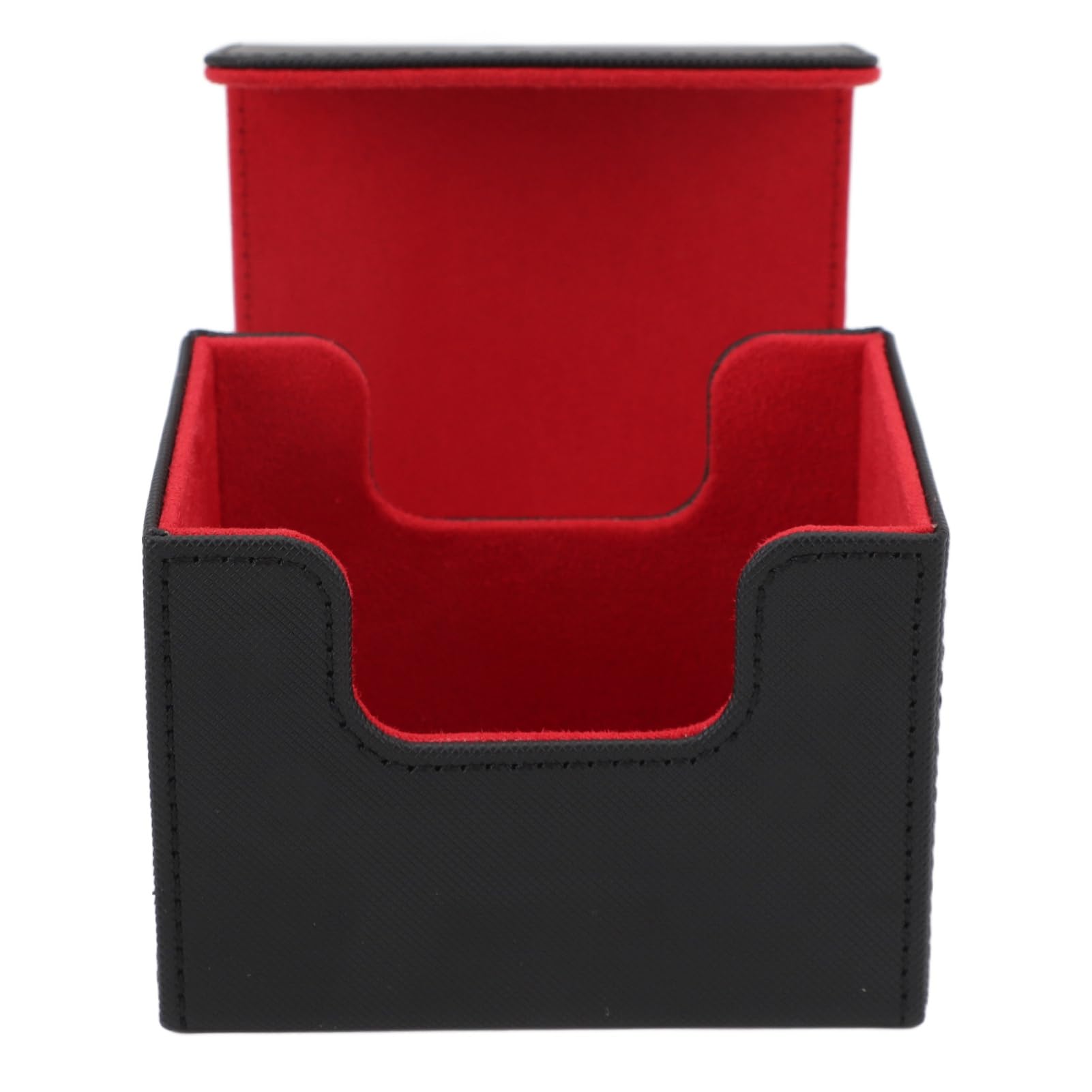 Premium Playing Card Storage Box - ScratchProof Magnetic Lid Deck Holder for Tarot, Poker & Collectible Cards (Black/Red) - Perfect for Game Nights, Travel & Card Collection Organization