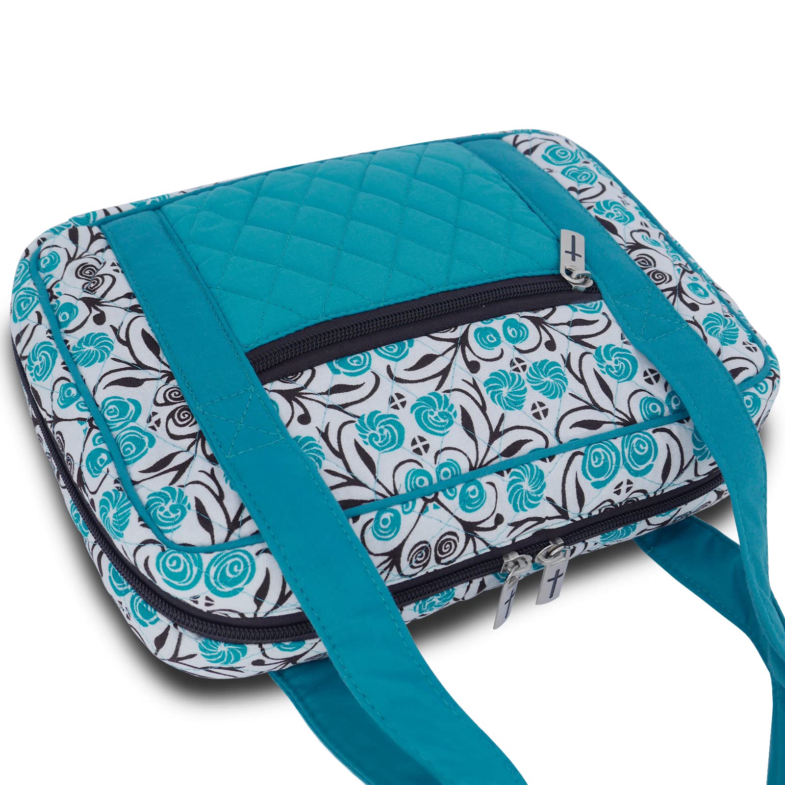 DIWI Quilted Bible Cover - Large Tote Book Bag for Church & Travel (11.25x8.25in)