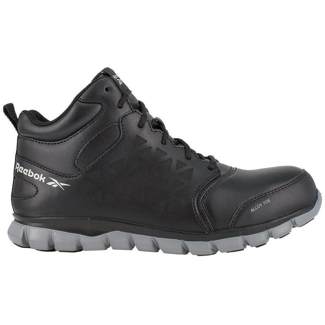 Sublite Comfort Cushion Alloy Toe Mid Cut Work Boots for Men - Black Leather Safety Shoes for Construction, Warehouse & Outdoor Work