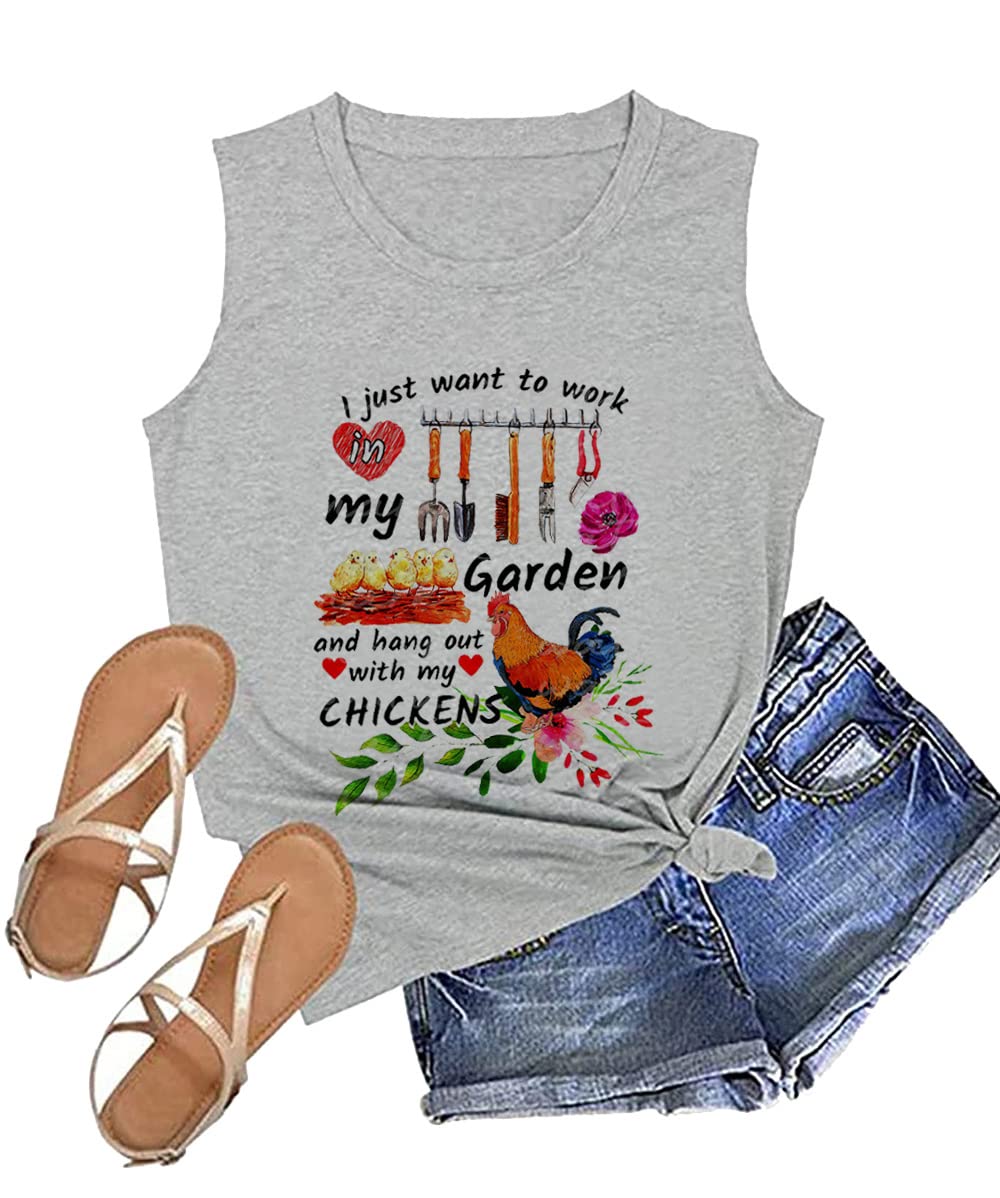 Women's Gardening Tank Tops - Comfortable Casual Shirts for Garden Work & Chicken Care | Perfect for Outdoor Activities, Backyard Gardening & Pet Lovers