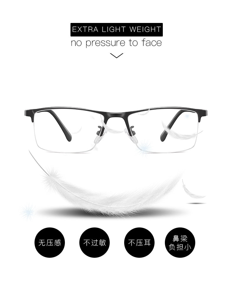 Aidien Men's Custom Lens Semi-Rimless Alloy Frame Eyeglasses AR5055 - Lightweight & Durable Glasses for Work, Reading & Everyday Use