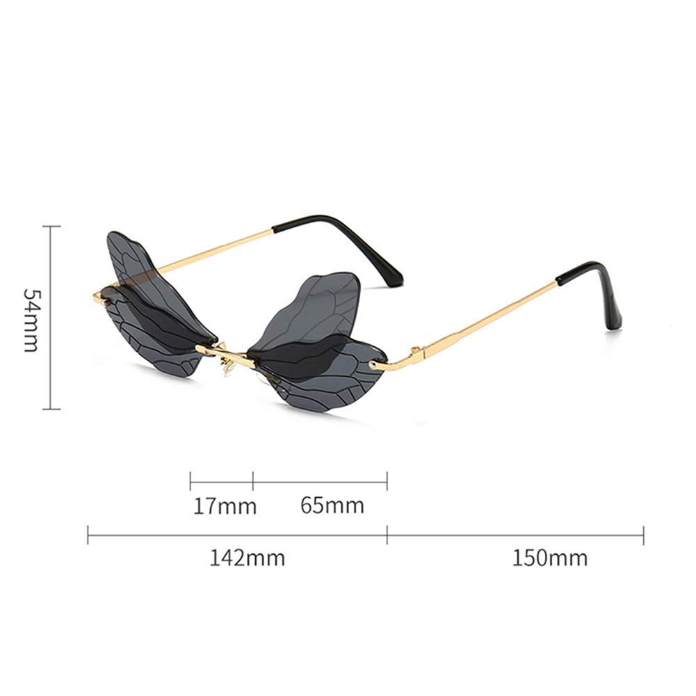 ENTHYI Dragonfly Wing Shape Sunglasses for Women & Men - Frameless Irregular UV Protection Glasses for Outdoor, Beach, Party & Fashion Accessories