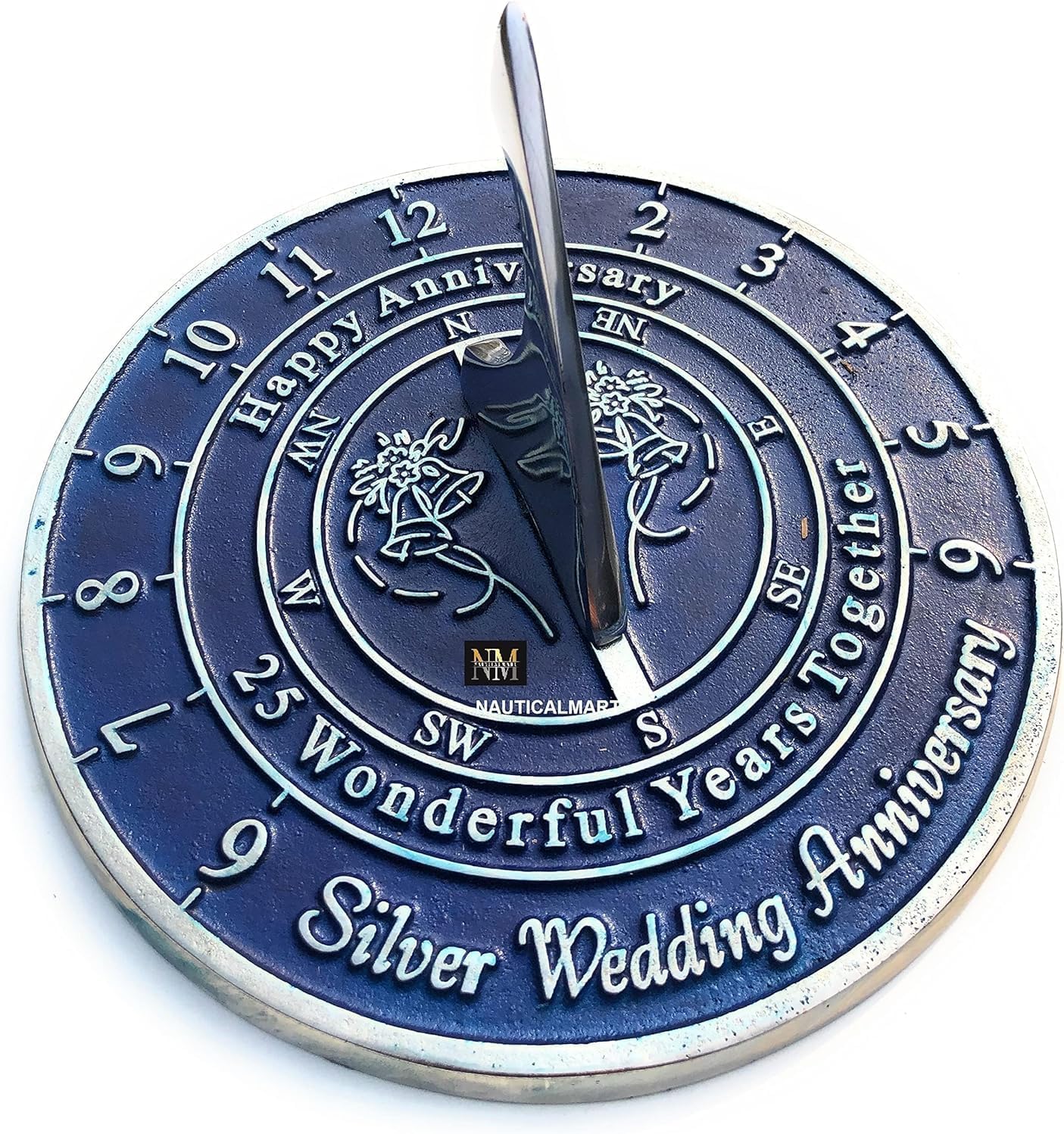 Elegant Silver Sundial Gift for Wedding & Anniversary - Perfect for Outdoor Garden Decor & Romantic Celebrations