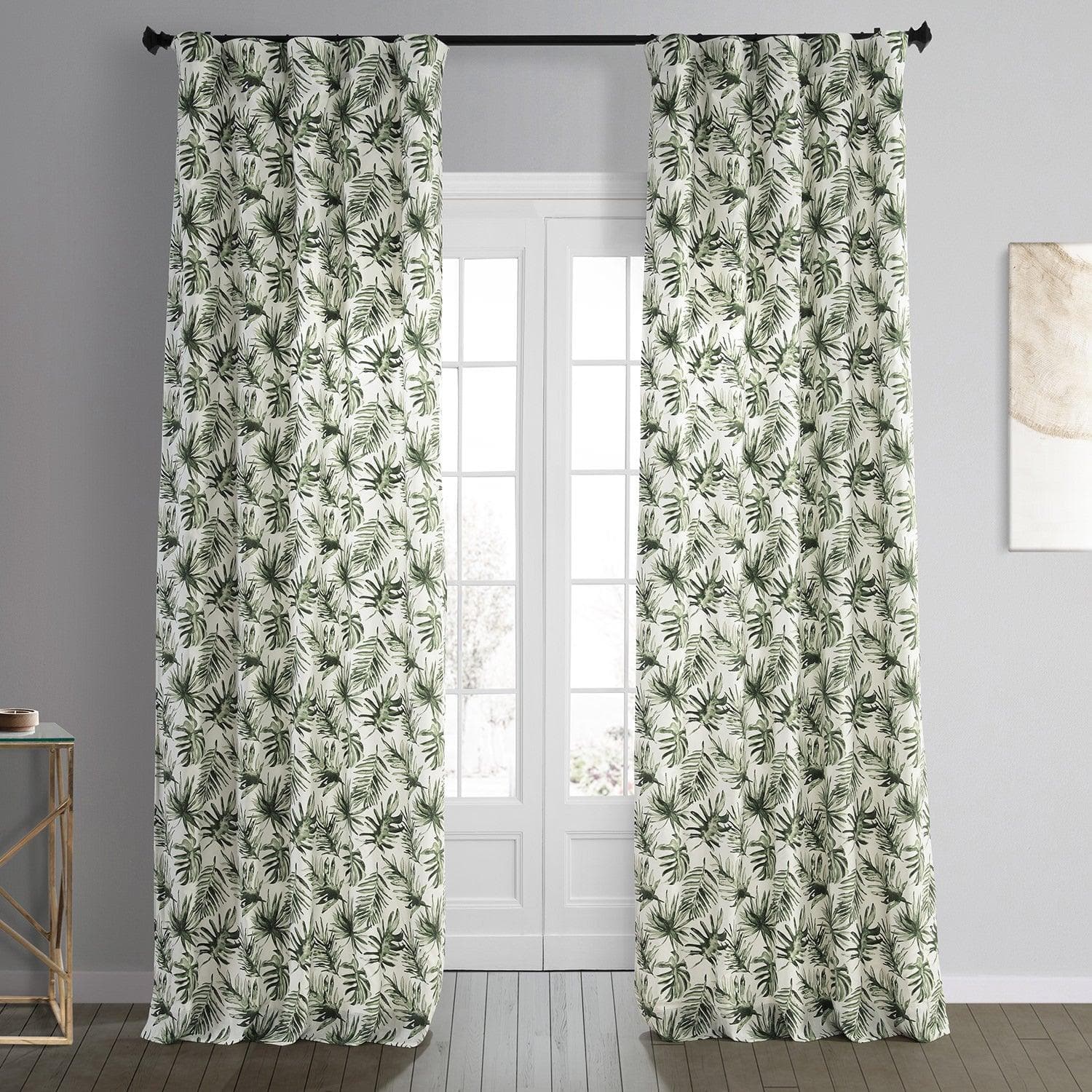 Artemis Olive Green Floral Printed Blackout Curtains for Bedroom - 100% Cotton Thermal Insulated Drapes for Living Room & Nursery, Noise Reducing & Light Blocking Window Treatments