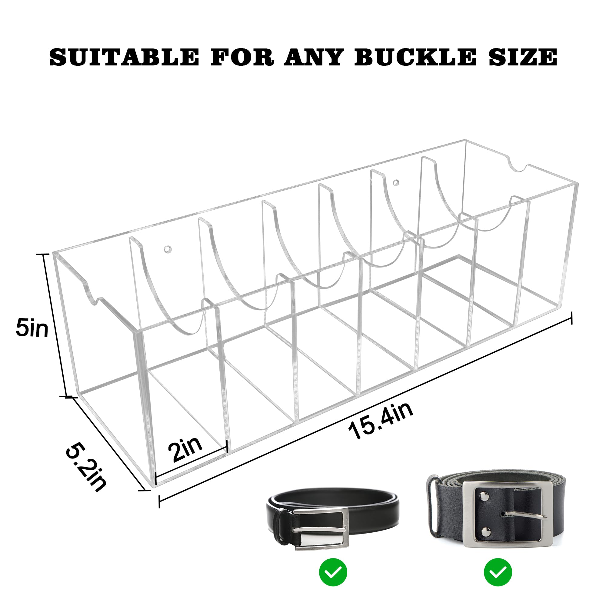 WeddingWish Acrylic Belt Organizer - 7 Compartment Clear Belt Storage with Dust Cover for Closet & Drawer - Perfect for Displaying Belts, Ties & Bow Ties | Ideal for Home Organization & Wardrobe Accessories