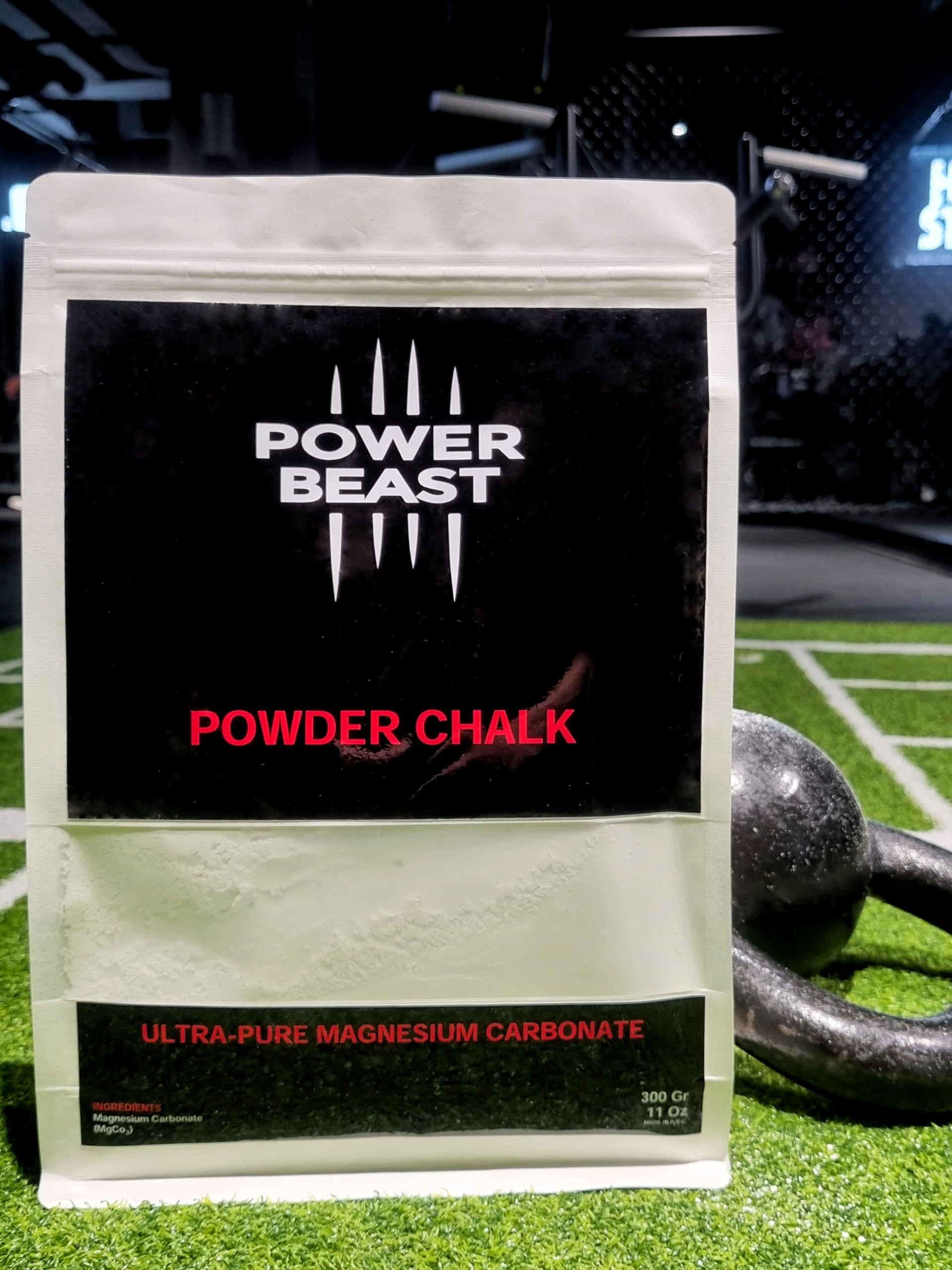 Power Beast Magnesium Carbonate Gym Chalk 300g (10.58oz) - Premium Workout Chalk for Weightlifting, Rock Climbing, Gymnastics & Bouldering | Improves Grip Strength | Ideal for Gym, Climbing & Billiards | Sweat-Absorbing Sports Chalk Powder