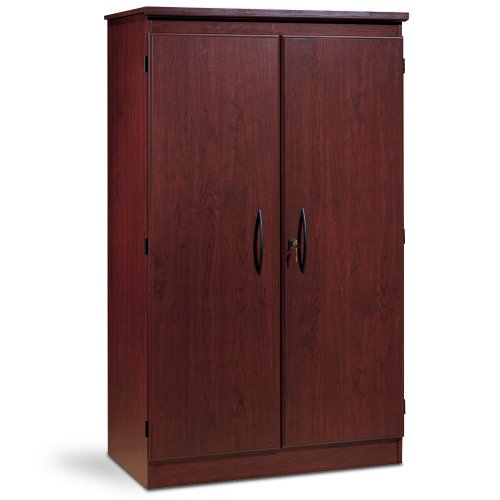 South Shore Tall 2-Door Storage Cabinet with Adjustable Shelves in Royal Cherry Finish - Perfect for Bedroom Closet Organization, Home Office Storage & Living Room Decor