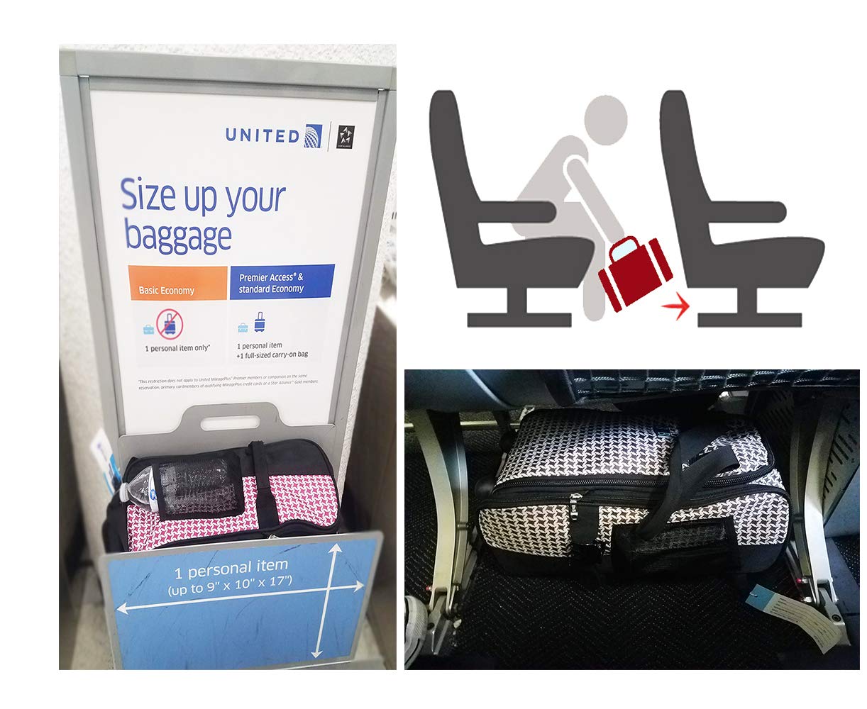 United Airlines Approved 17-Inch Rolling Under Seat Duffel Bag - Compact Carry-On Luggage for Air Travel, Business Trips & Weekend Getaways (Black)