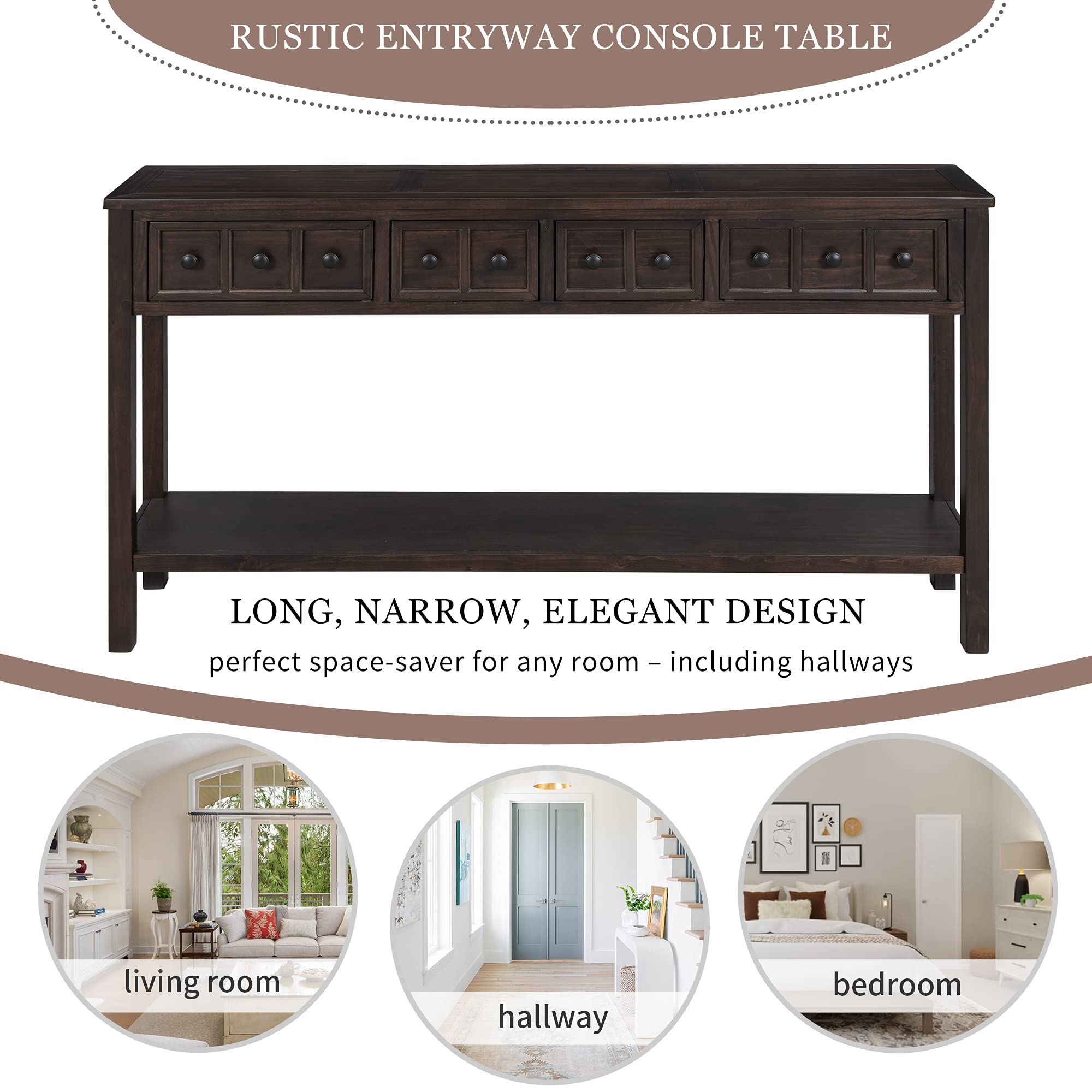 Merax Sofa Table - Long Console Table with Drawers & Shelf, Entryway Hall Table for Living Room, Bedroom, Office - Easy Assembly Home Furniture