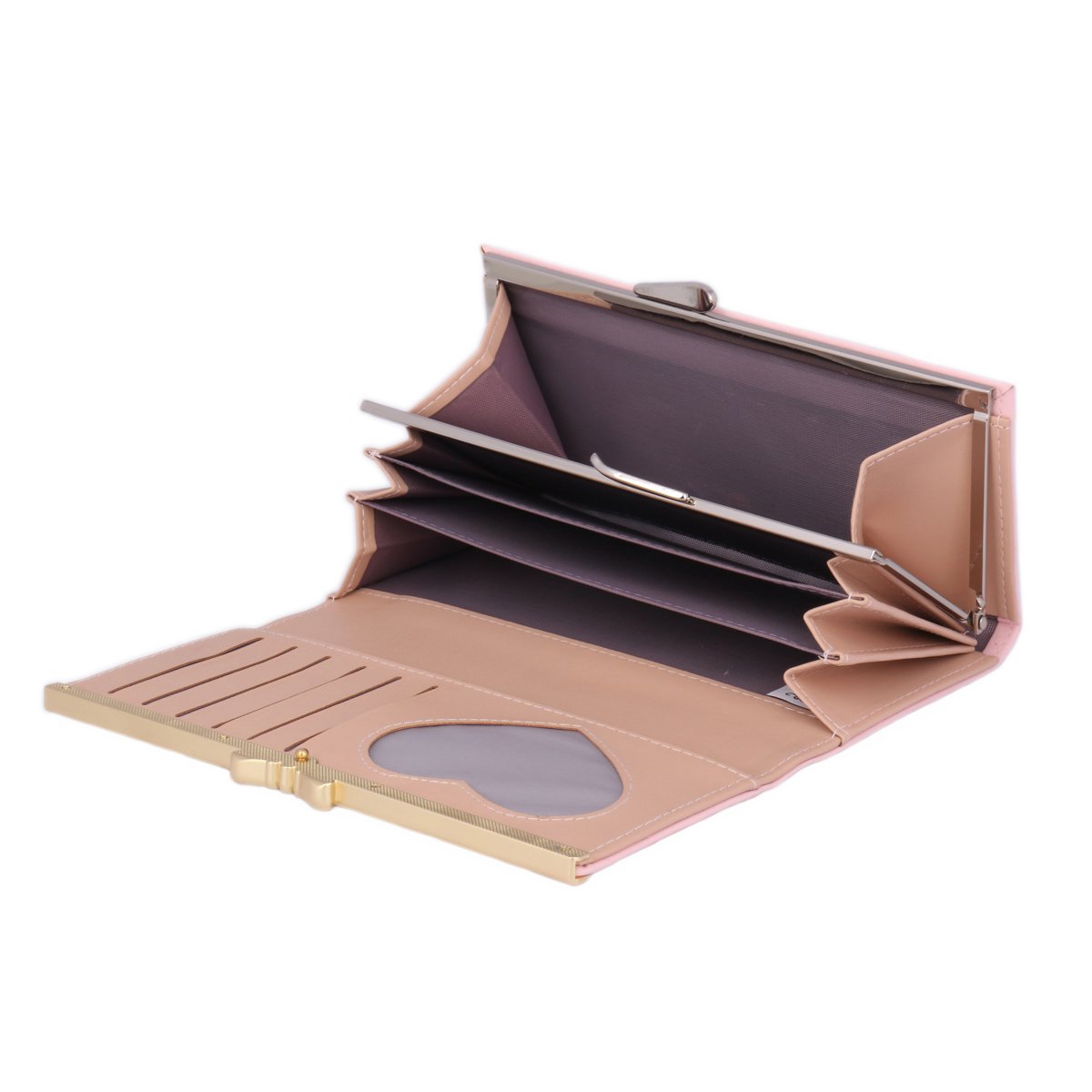 Women's Slim Textured Leather Card Holder with Metal Bar - RFID Blocking Wallet for Credit Cards & IDs - Perfect for Everyday Use, Travel, and Minimalist Style