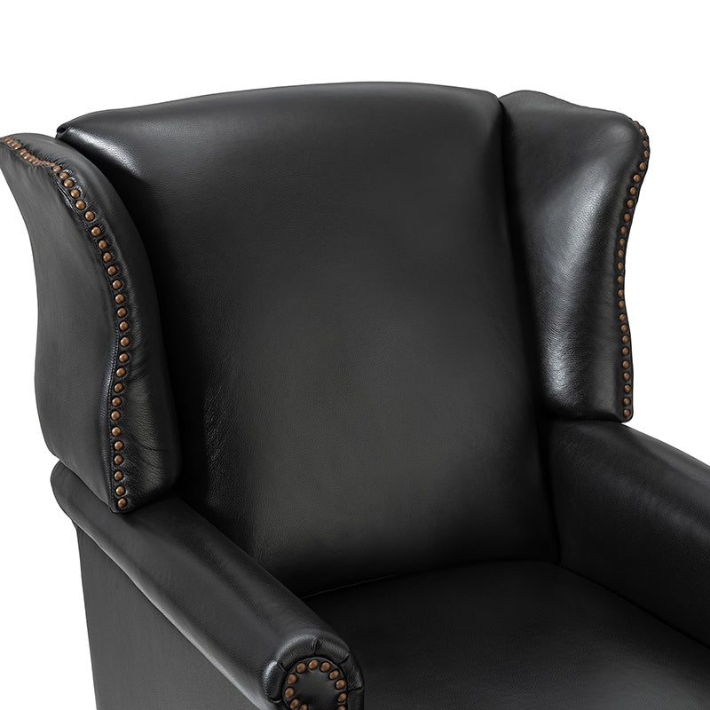 Premium Wilhelm Genuine Leather Armchair - Handcrafted Brown Leather Lounge Chair with Solid Wood Frame - Perfect for Living Room, Office & Study Spaces