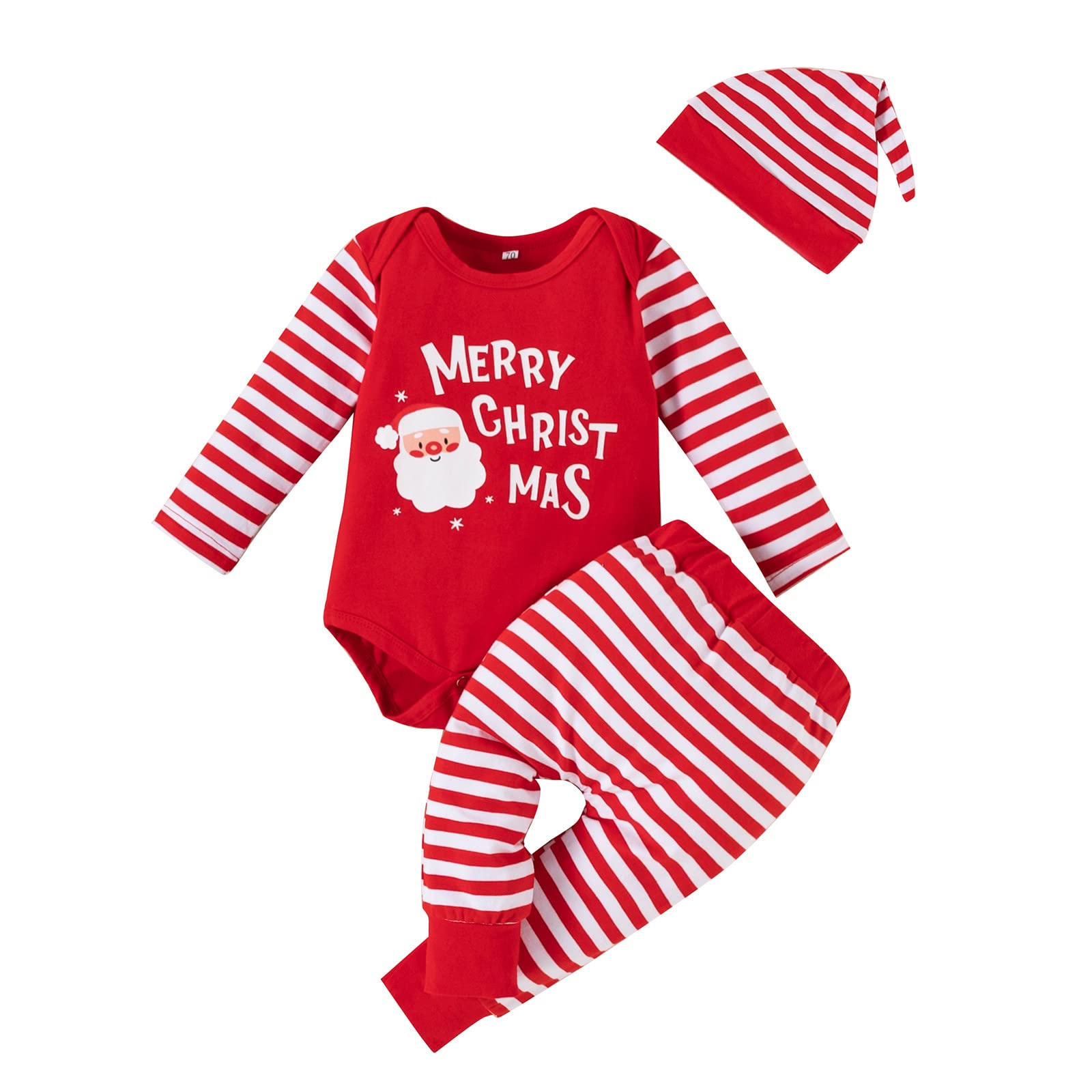 Adorable Christmas Outfit Set for Baby Boys & Girls 0-18M - Santa Plaid Romper, Pants & Hat 4Pcs Newborn Holiday Costume | Perfect for First Christmas Photos, Family Gatherings & Festive Celebrations