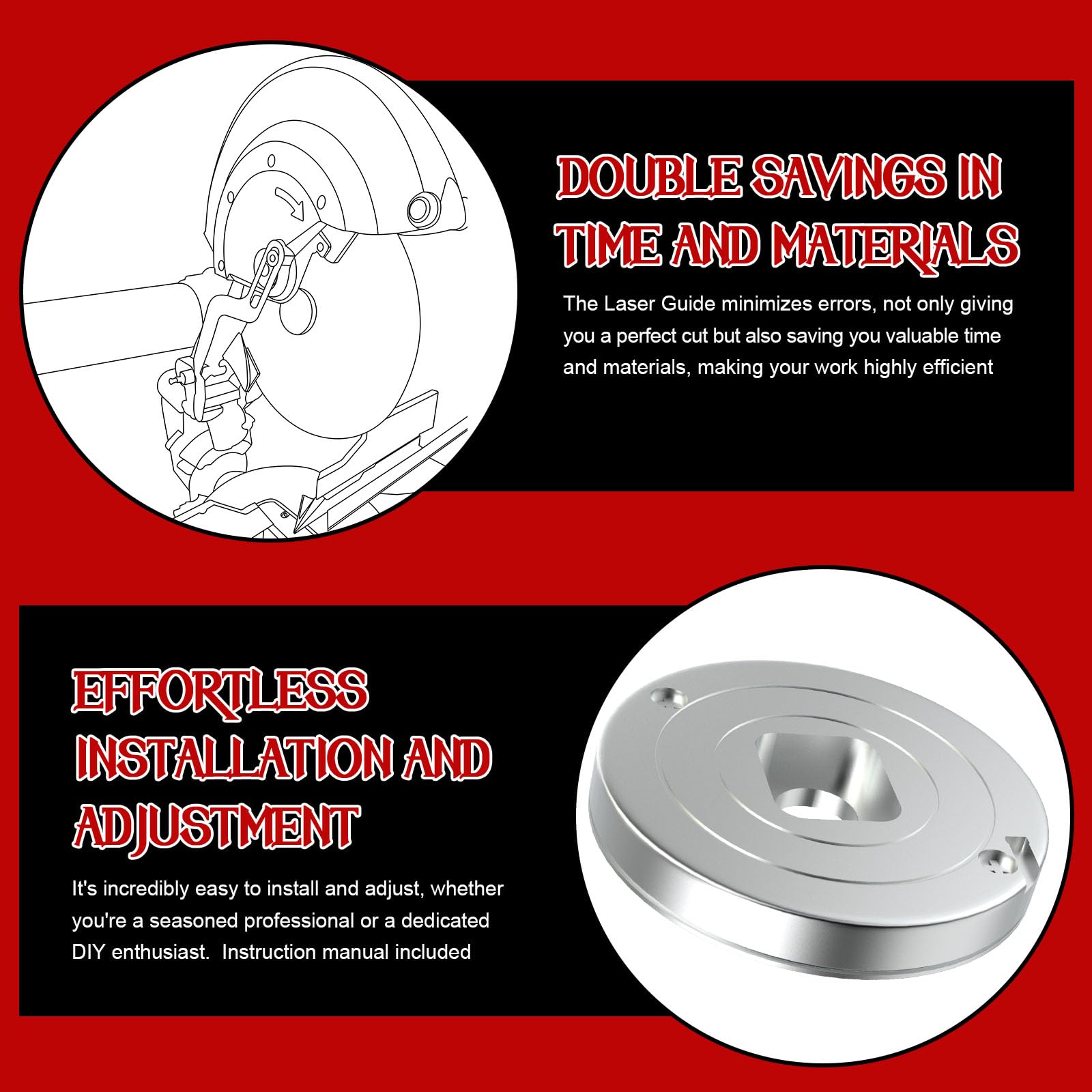 Laser Guide for Miter Saw - Compatible with Dewalt, Bosch, Ryobi & Makita Miter Saws - Auto-Rotating Laser for Sliding & Compound Miter Saws - Precision Cutting Tool for Woodworking & DIY Projects