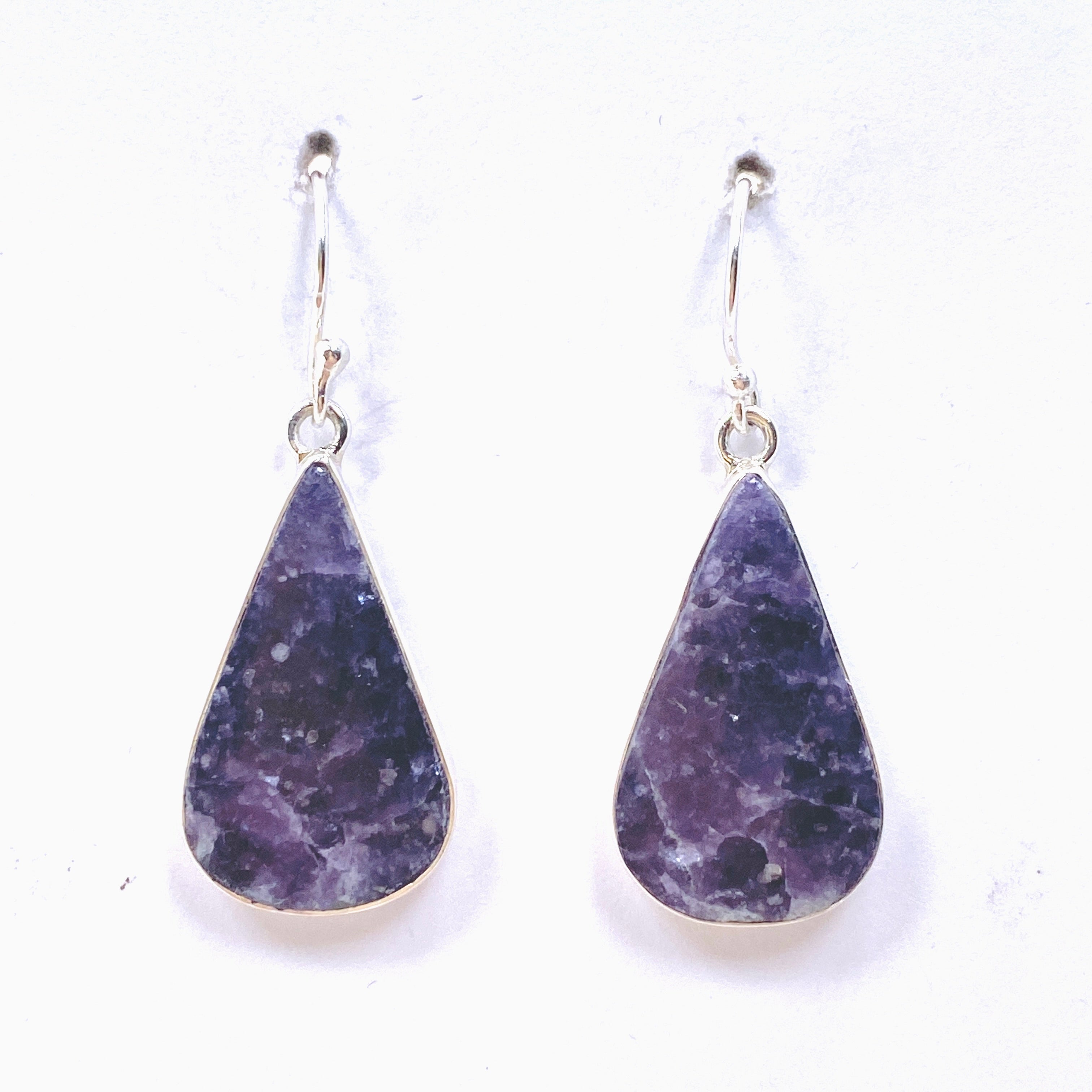 Natural Lepidolite Teardrop Cabochon Earrings KEGJ1523 – Healing Crystal Jewelry for Stress Relief & Positive Energy – Perfect for Meditation, Yoga & Spiritual Healing