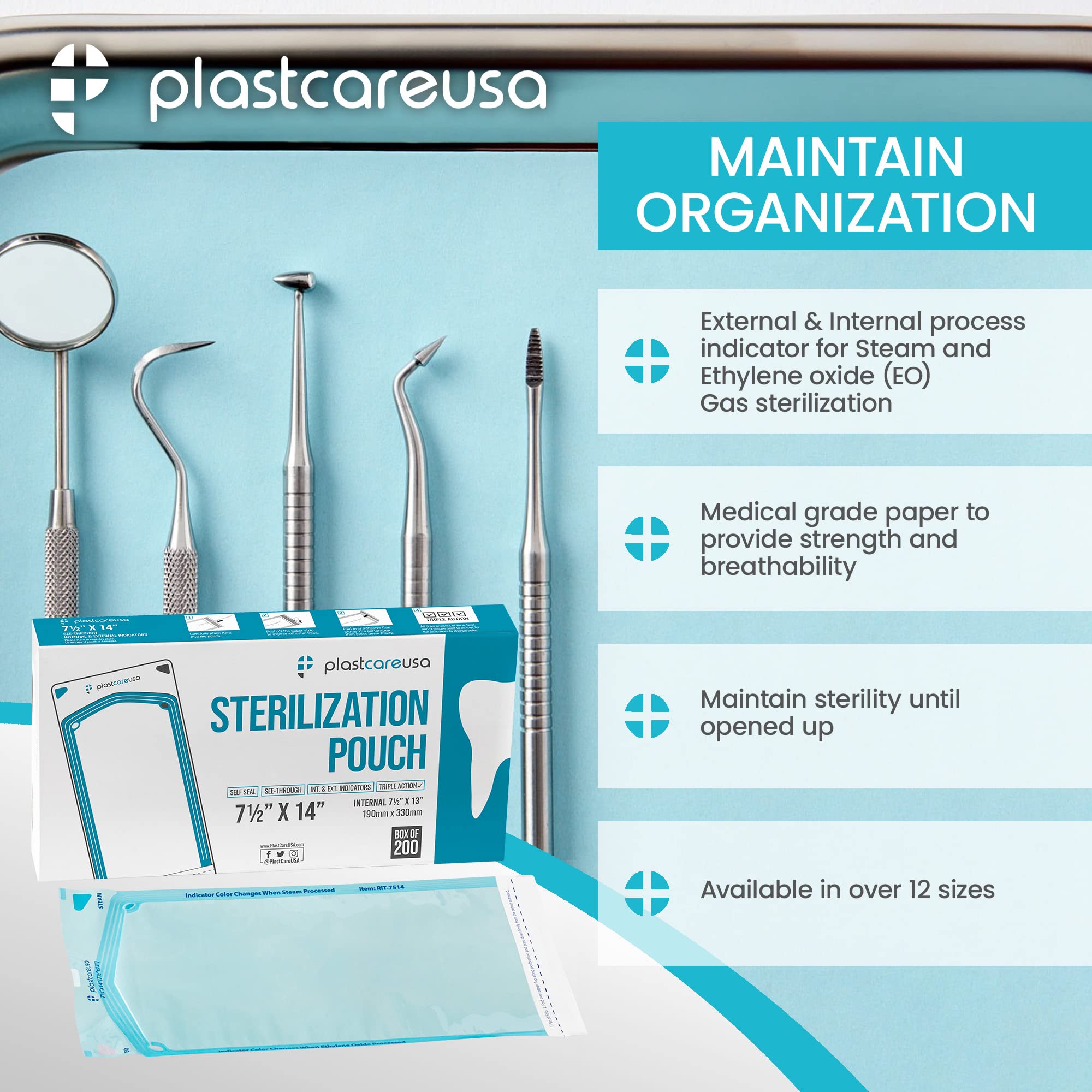 200 Self Sterilization Pouches 7.5