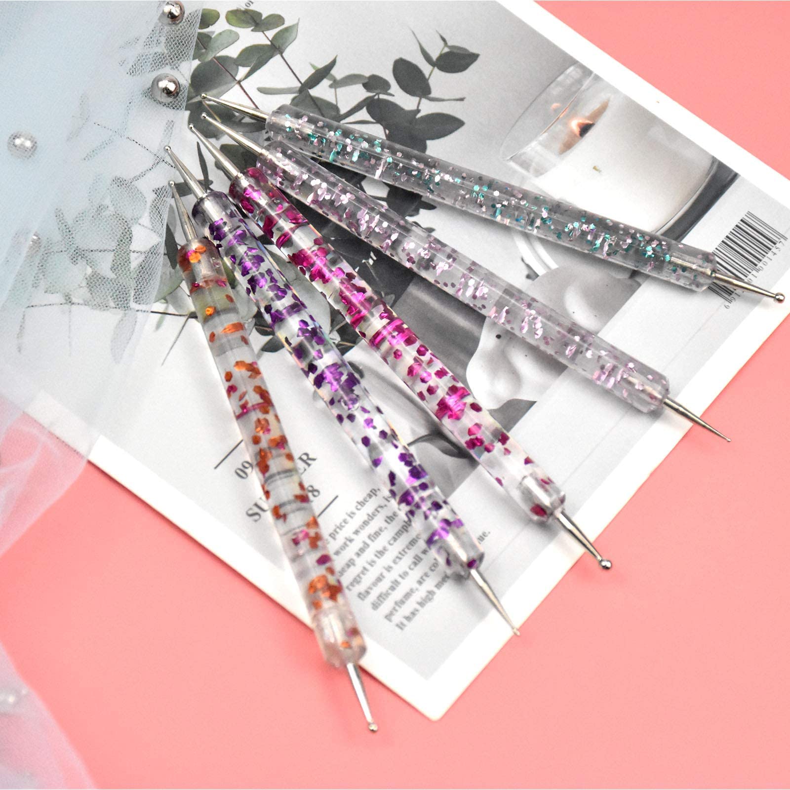 5Pcs Nail Dotting Pen Set - Professional Dotting Painting & Polish Carving Tools for Nail Art Designs - Perfect for Gel Polish Decoration & Manicures - Ideal for DIY Nail Art, Salon Use & Home Manicures