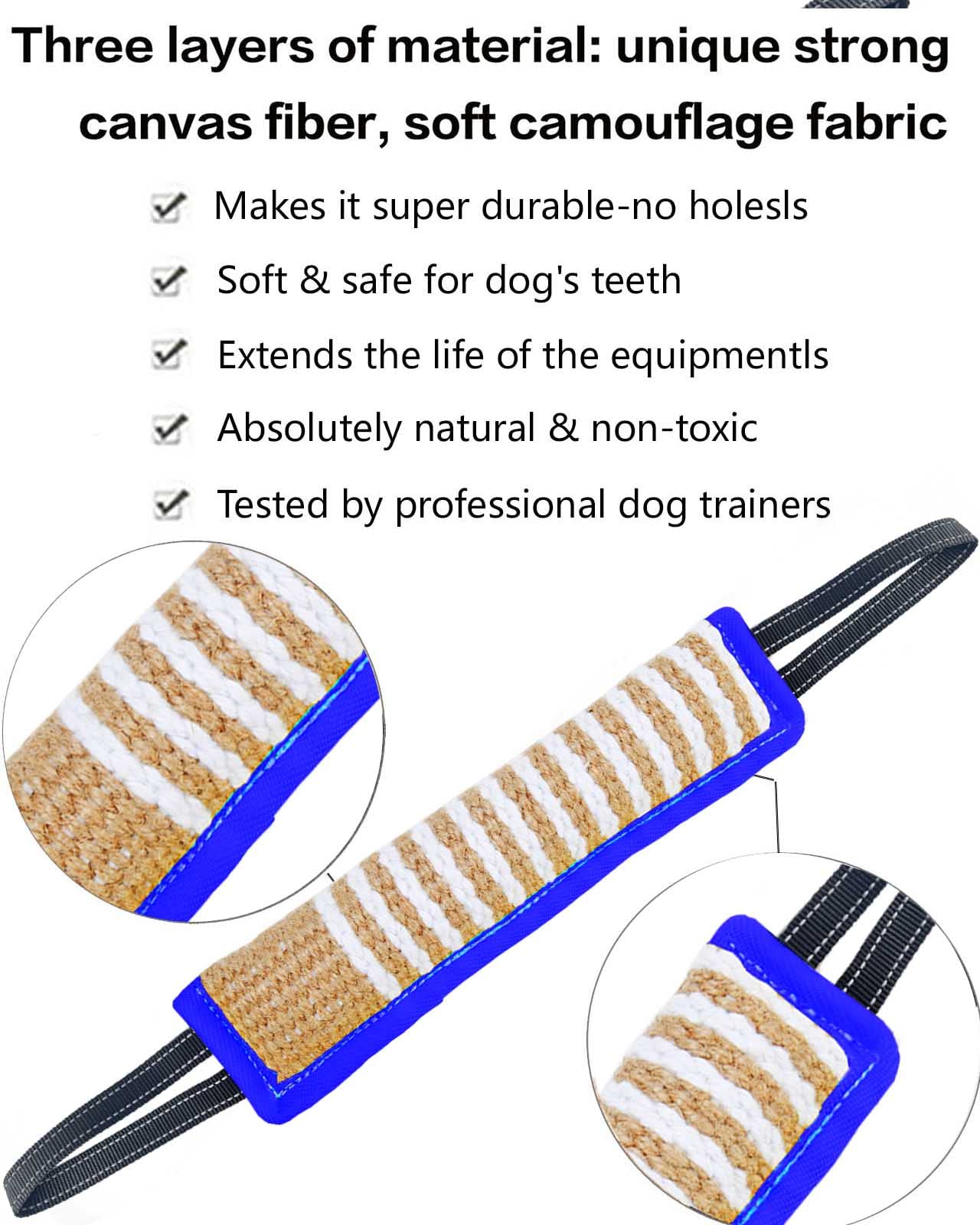 Durable Jute Tug Toy for Dogs - Bite Resistant Interactive Training Pillow with 2 Strong Handles for Puppy to Large Dogs | Perfect for Playtime, Obedience Training & Bonding with Your Pet