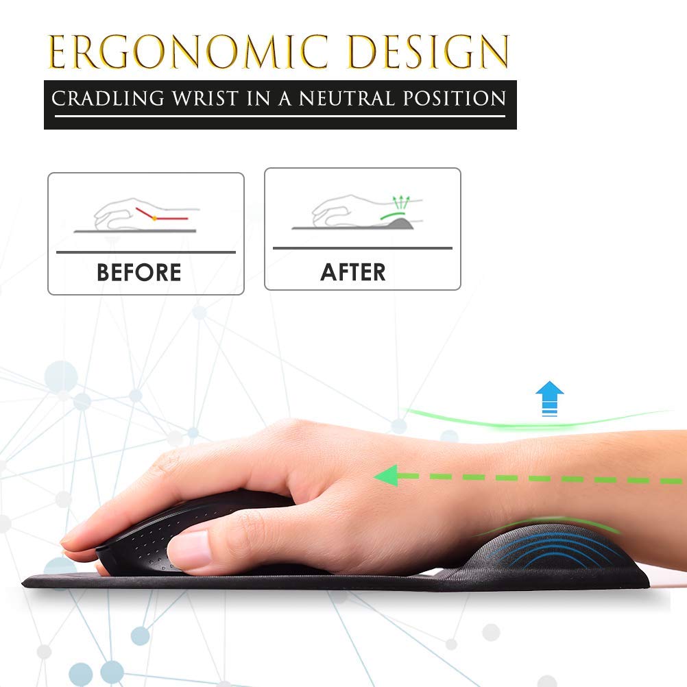 MROCO 3-Pack Ergonomic Mouse Pad Set for Office & Home - Comfortable Wrist Support for Computer, Laptop, Gaming & Workstation Use