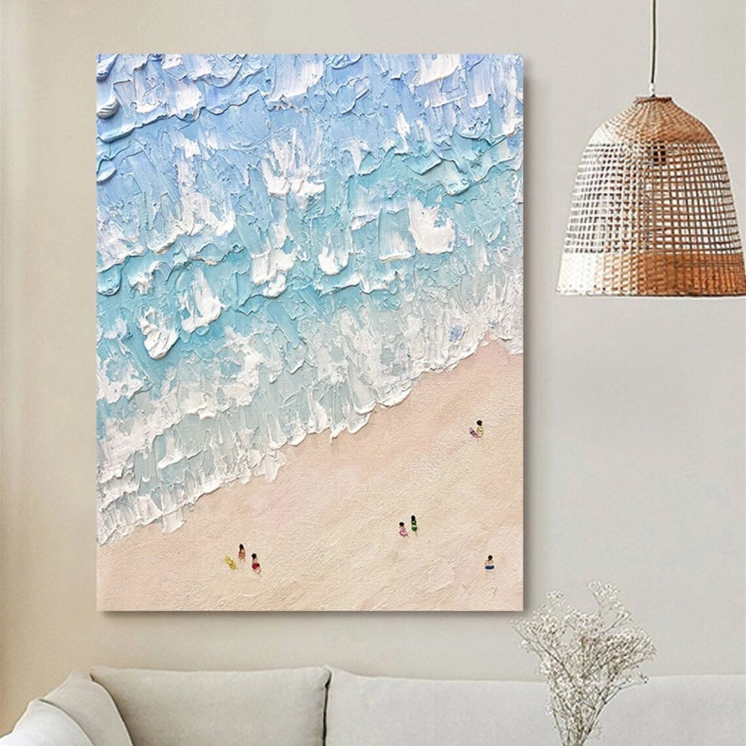 Ocean and Sky Painting #OS 043 - Handmade Canvas Wall Art for Living Room, Bedroom & Office Decor - Coastal Landscape Artwork for Home & Commercial Spaces