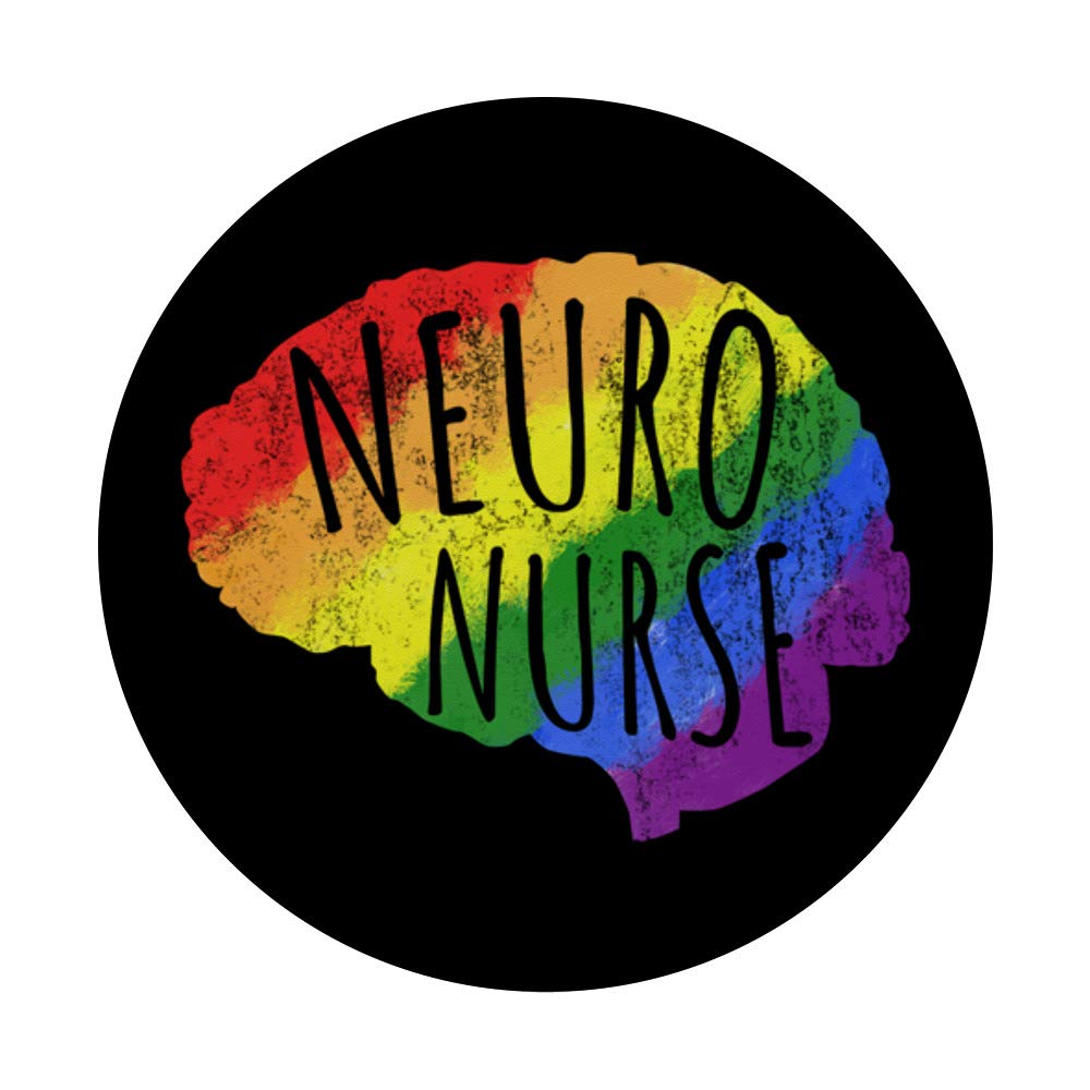 Neuro Nurse LGBT Brain PopSockets - Phone & Tablet Grip Stand with Swappable Top - Perfect for Nurses, Medical Students & LGBTQ+ Pride Supporters