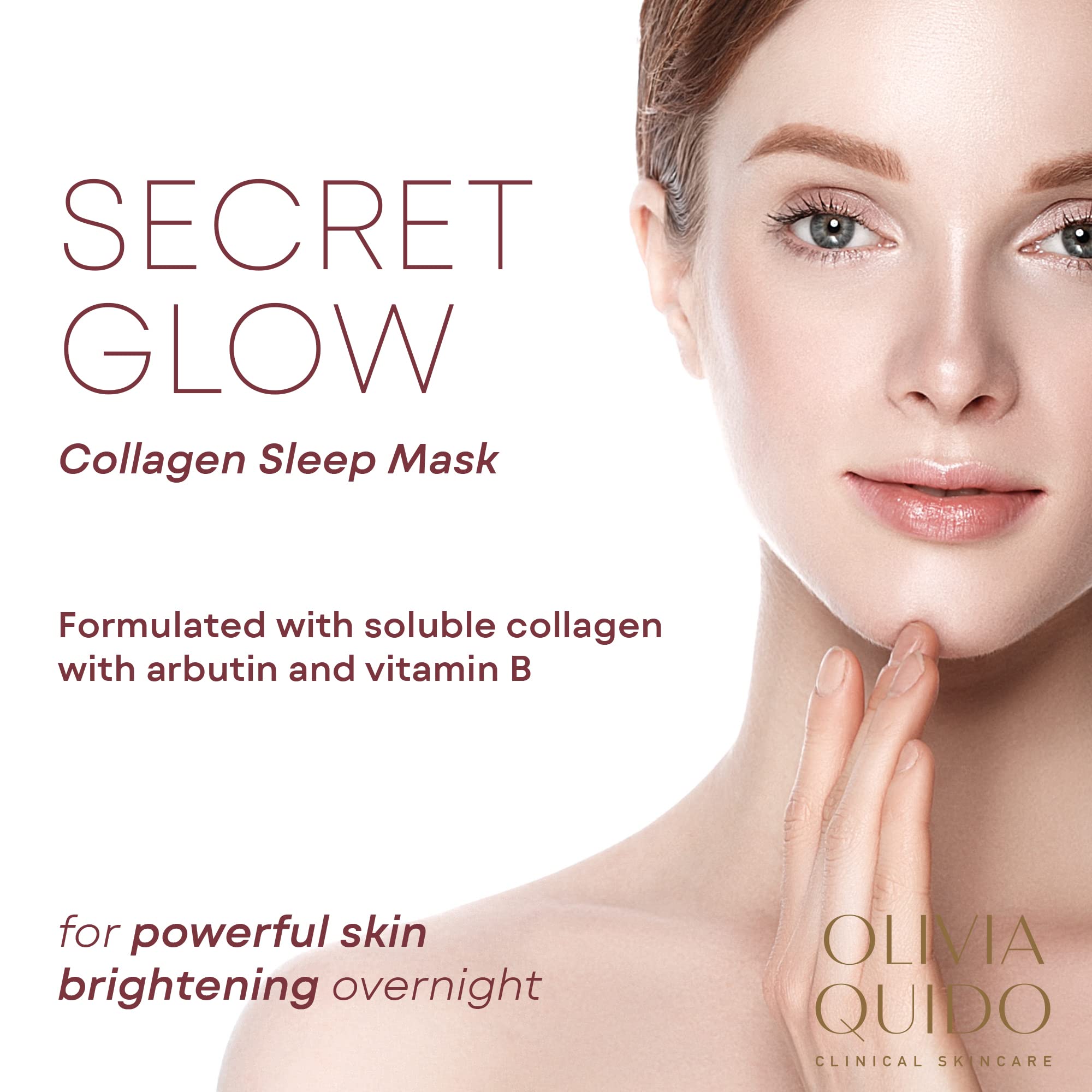 OLIVIA QUIDO Clinical Skin Care Secret Glow Anti-Aging Collagen White Mask - Brightening Night Cream for Face and Neck with Glutathione Formula | Smoothens & Enhances Complexion for Dewy Glow | Perfect for Nighttime Skincare Routine & Anti-Aging Treatment