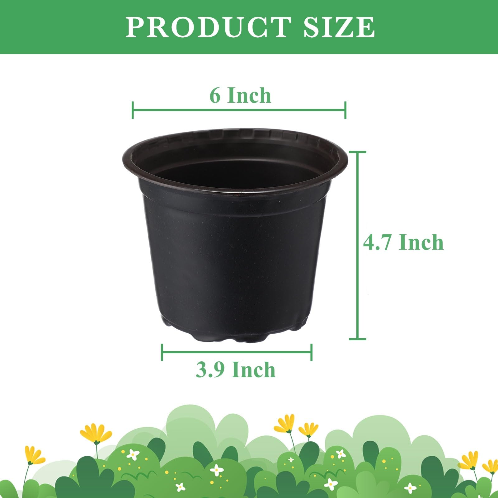 1500 Pcs 6 Inch Black Plastic Seedling Pots with Drainage Holes - Reusable Plant Nursery Containers for Indoor/Outdoor Gardening, Seed Starting, Flower Transplanting - Perfect for Greenhouses, Home Gardens & Urban Farming