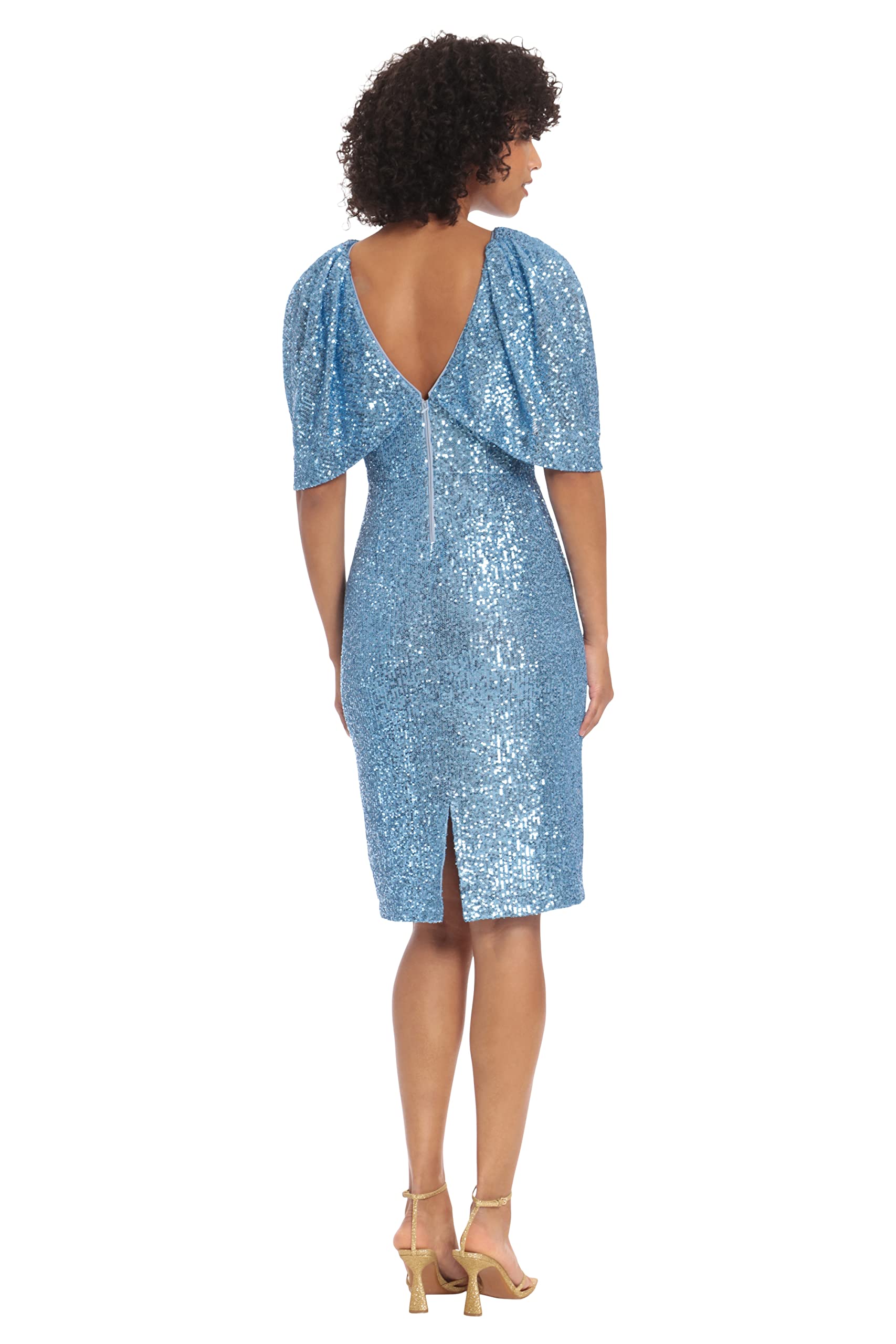 Maggy London Sequin Dress for Women - Knee Length & Draped Sleeves for Party & Evening Wear