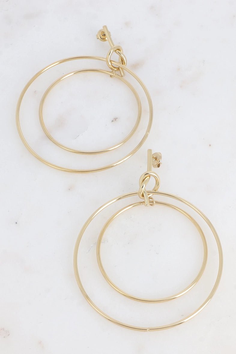 Sophia Dangle Earrings - Black Bow Knot with 2 Hoop Dangles | Elegant Women's Jewelry for Parties, Weddings & Special Occasions