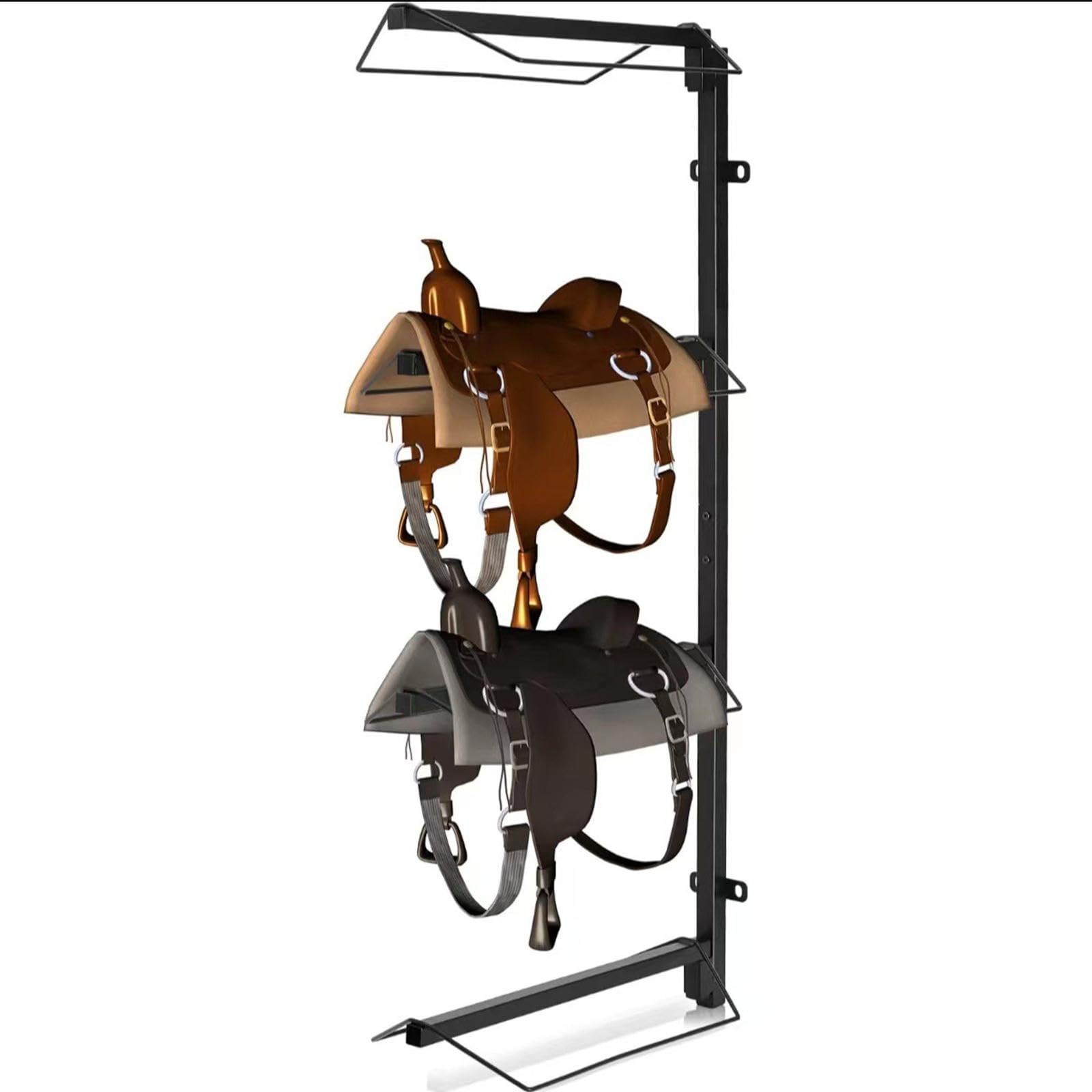 MERIGLARE Heavy Duty 4-Tier Wall Mounted Saddle Rack - Stable Storage Organizer for Equestrian Equipment | Perfect for Barn Tack Room & Horse Stable Organization