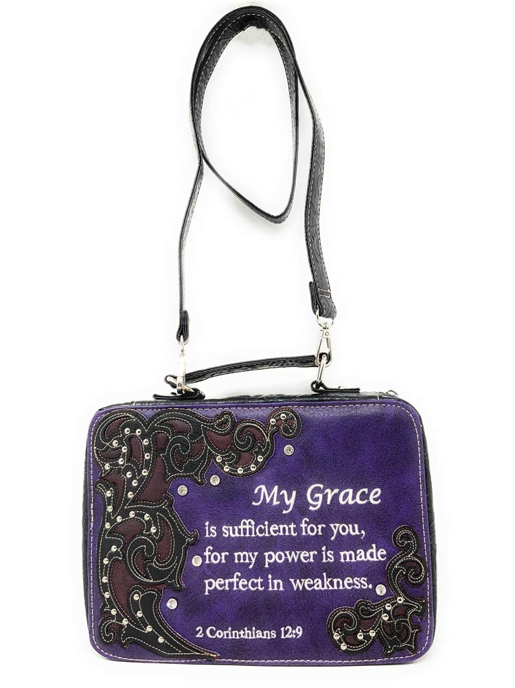 Western Embroidery Scripture Women's Rhinestone Cross Bible Verse Handbag Wallet - 5 Colors - Church, Bible Study & Sunday Service Accessory