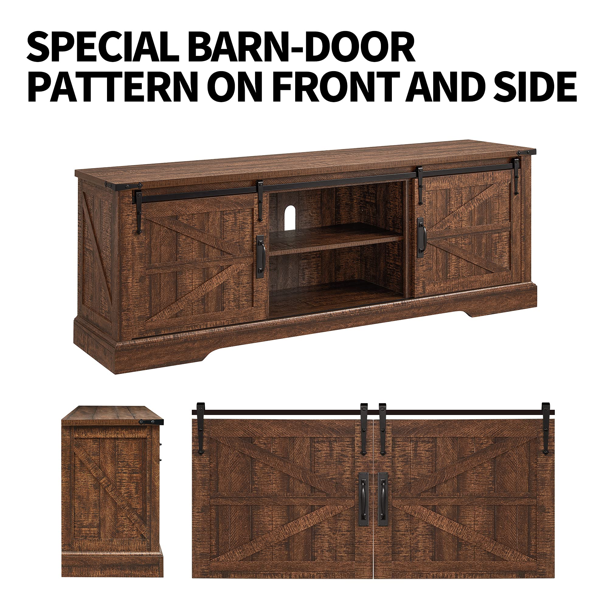 Rustic Farmhouse TV Stand for 70-75 Inch TVs - 66