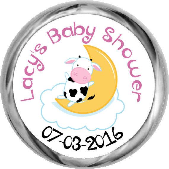 Baby Shower Stickers - Nursery Rhymes Cow on Moon Design for Newborn Decor & Party Supplies | Perfect for Baby Showers, Birthdays, and Nursery Wall Decor