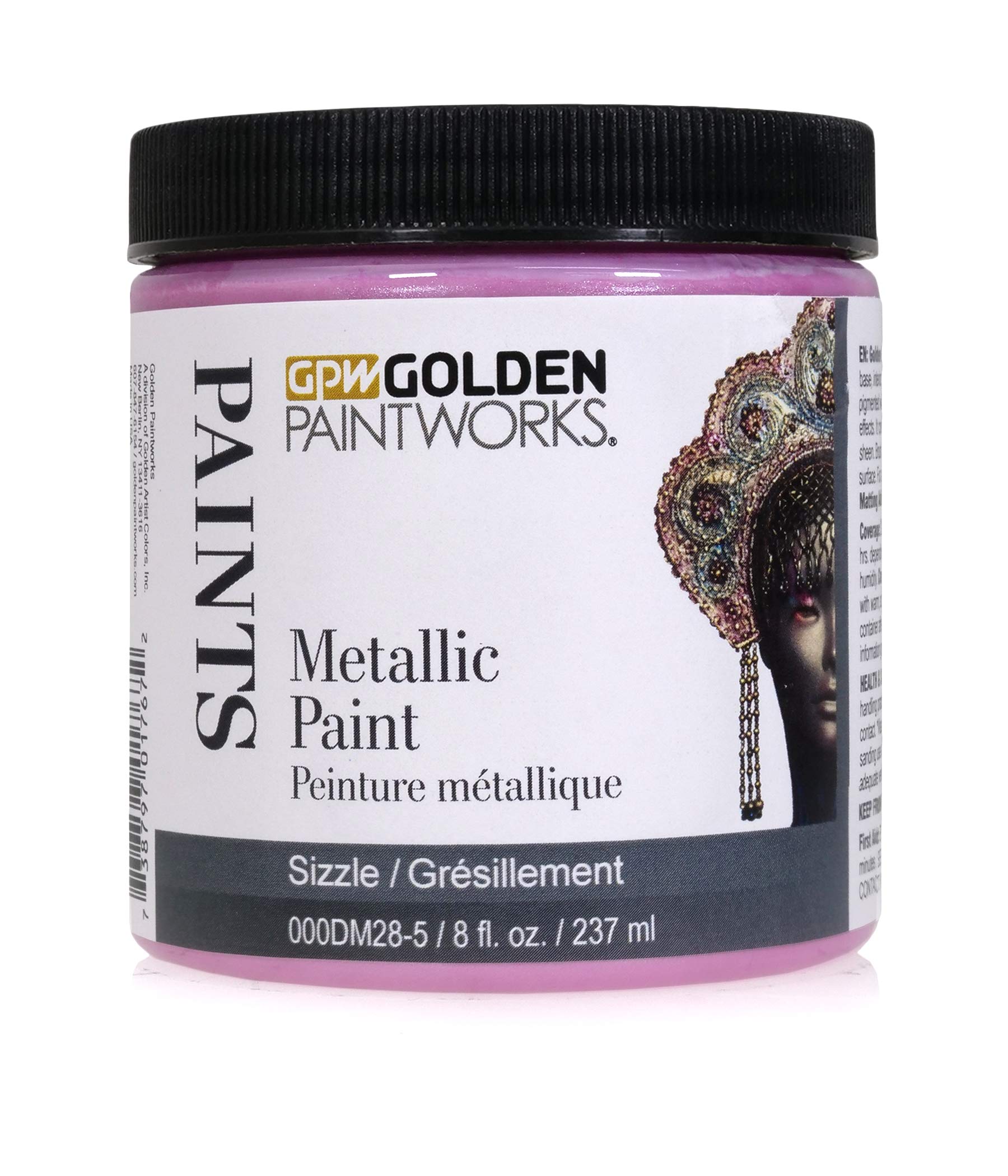 8 oz Metallic Acrylic Paint Jar - Professional Sizzle Color for DIY Crafts, Home Decor & Art Projects | High-Quality Decorative Paint for Canvas, Wood, Ceramics & More