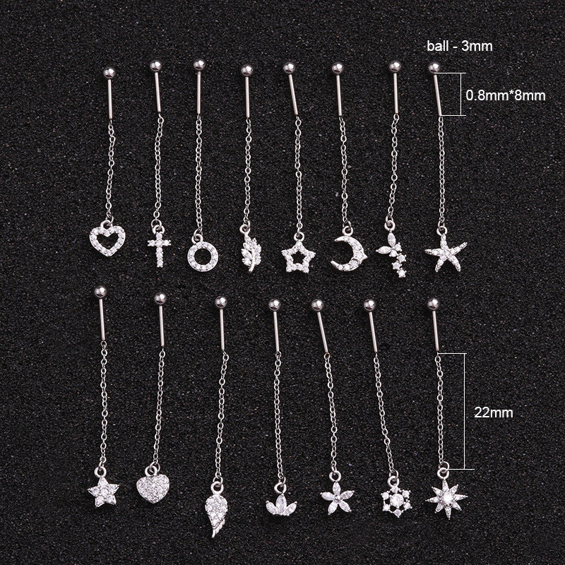 20G Starfish Second Hole Dangle Stud Earrings for Cartilage, Helix & Lobe Piercings | Hypoallergenic Surgical Steel Body Jewelry | Perfect for Everyday Wear, Parties & Beach Vacations