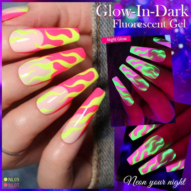 Glow in The Dark Nail Polish - Born Pretty Long-Lasting Fluorescent Gel Polish for UV/LED Lamps | Perfect for Night Parties, Halloween & Nail Art Designs